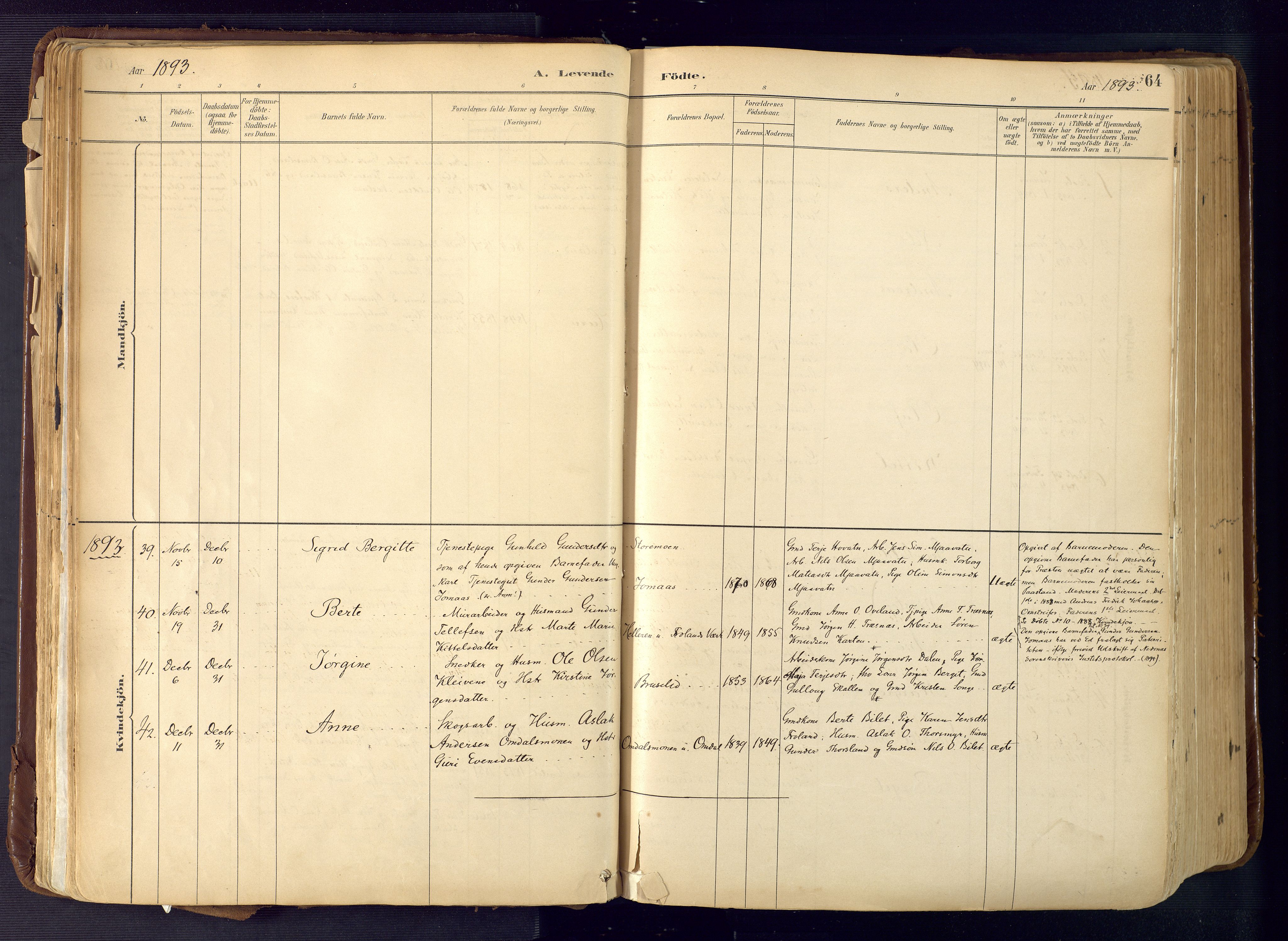 Froland sokneprestkontor, AV/SAK-1111-0013/F/Fa/L0005: Parish register (official) no. A 5, 1882-1921, p. 64