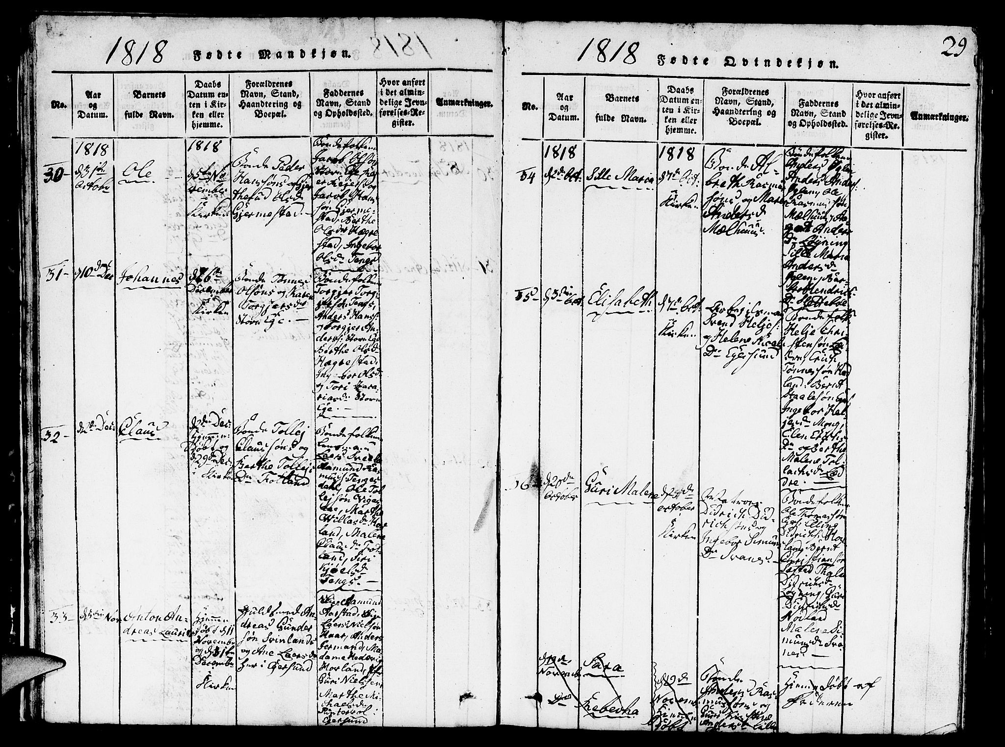 Eigersund sokneprestkontor, AV/SAST-A-101807/S09/L0001: Parish register (copy) no. B 1, 1815-1827, p. 29