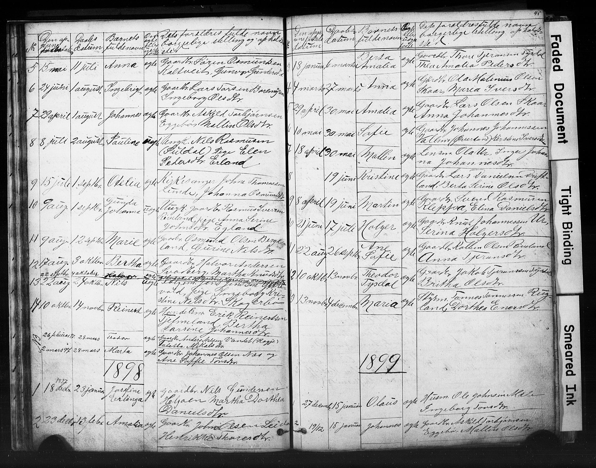 Hjelmeland sokneprestkontor, AV/SAST-A-101843/01/V/L0006: Parish register (copy) no. B 6, 1856-1884, p. 45