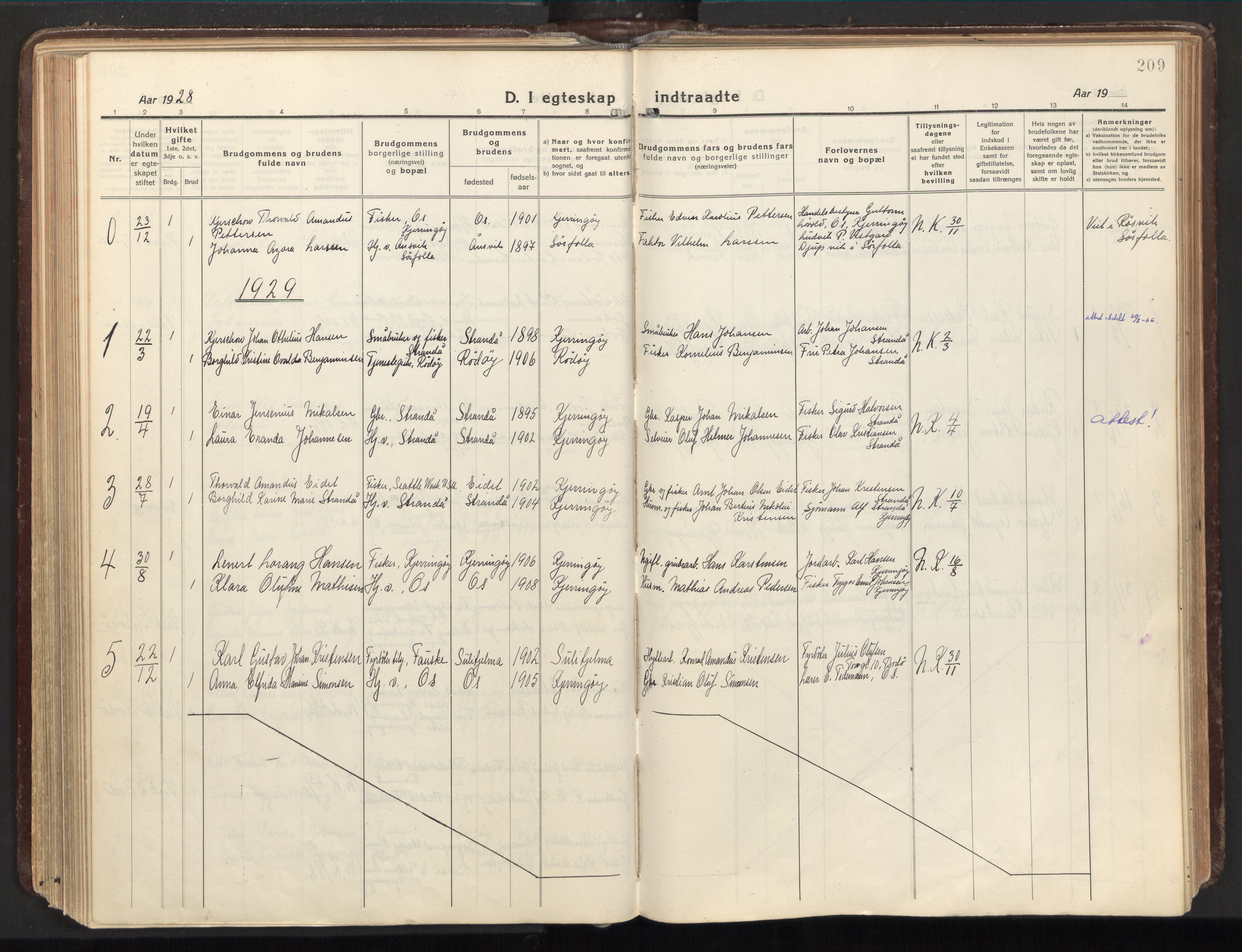 Ministerialprotokoller, klokkerbøker og fødselsregistre - Nordland, SAT/A-1459/803/L0073: Parish register (official) no. 803A03, 1920-1955, p. 209