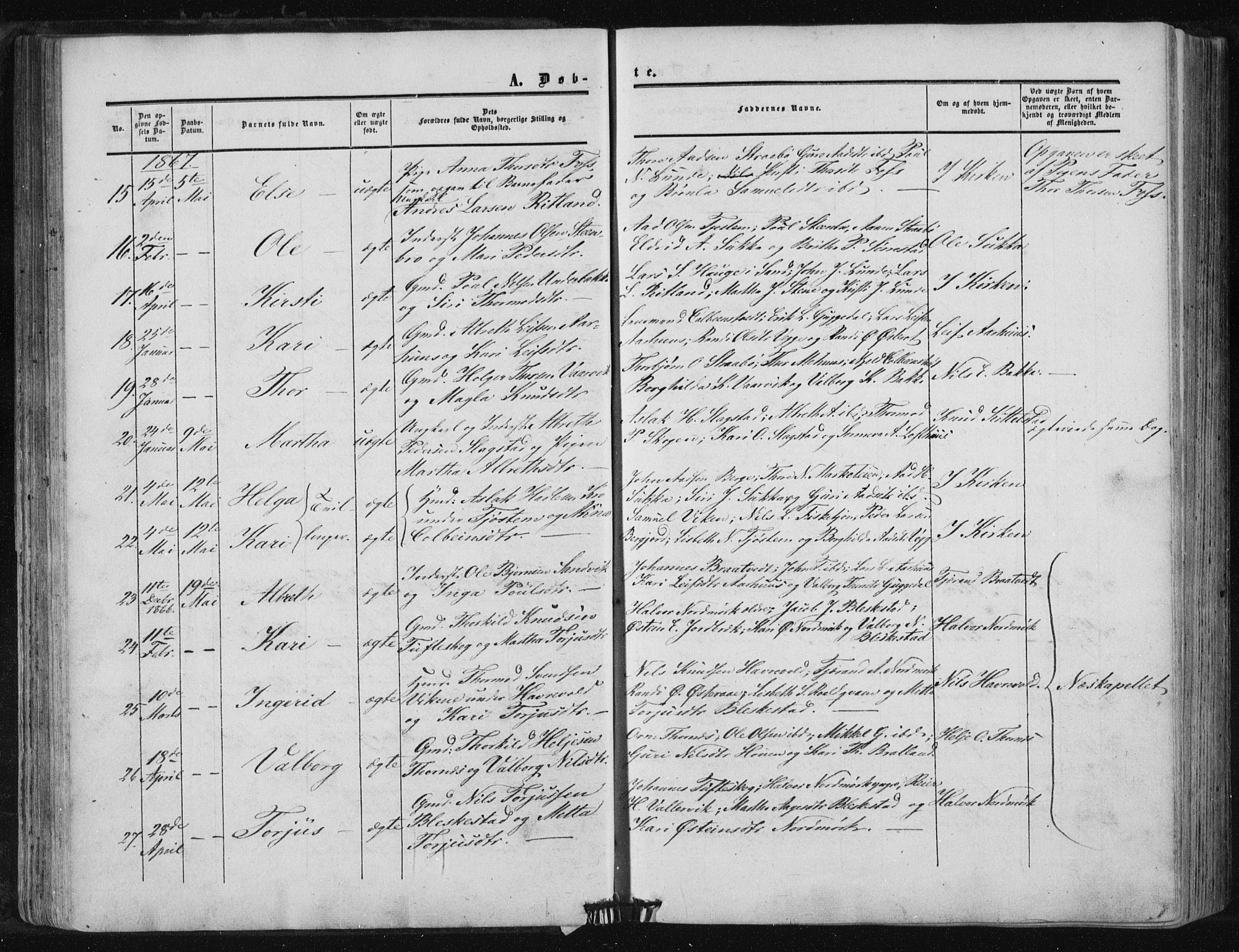 Suldal sokneprestkontor, SAST/A-101845/01/IV/L0009: Parish register (official) no. A 9, 1854-1868
