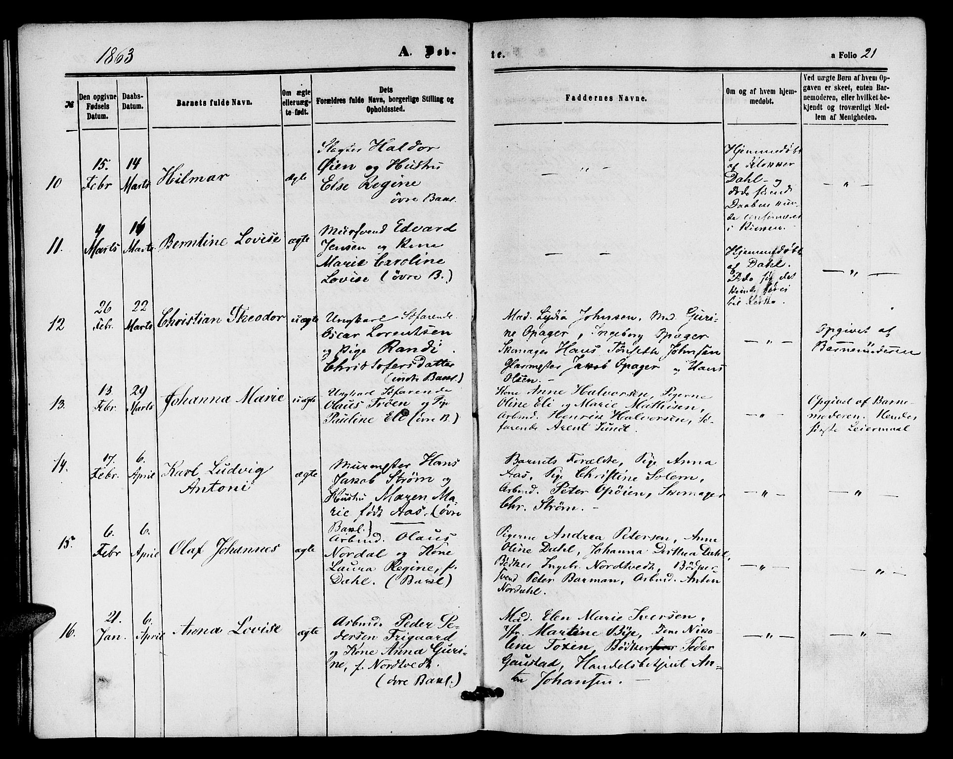 Ministerialprotokoller, klokkerbøker og fødselsregistre - Sør-Trøndelag, AV/SAT-A-1456/604/L0185: Parish register (official) no. 604A06, 1861-1865, p. 21