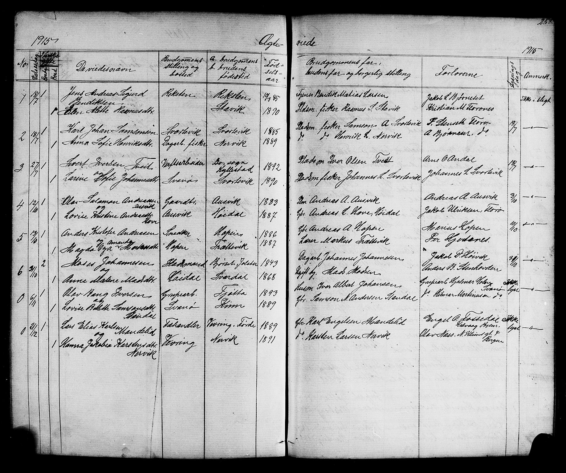 Kinn sokneprestembete, AV/SAB-A-80801/H/Hab/Habc/L0002: Parish register (copy) no. C 2, 1869-1918, p. 258