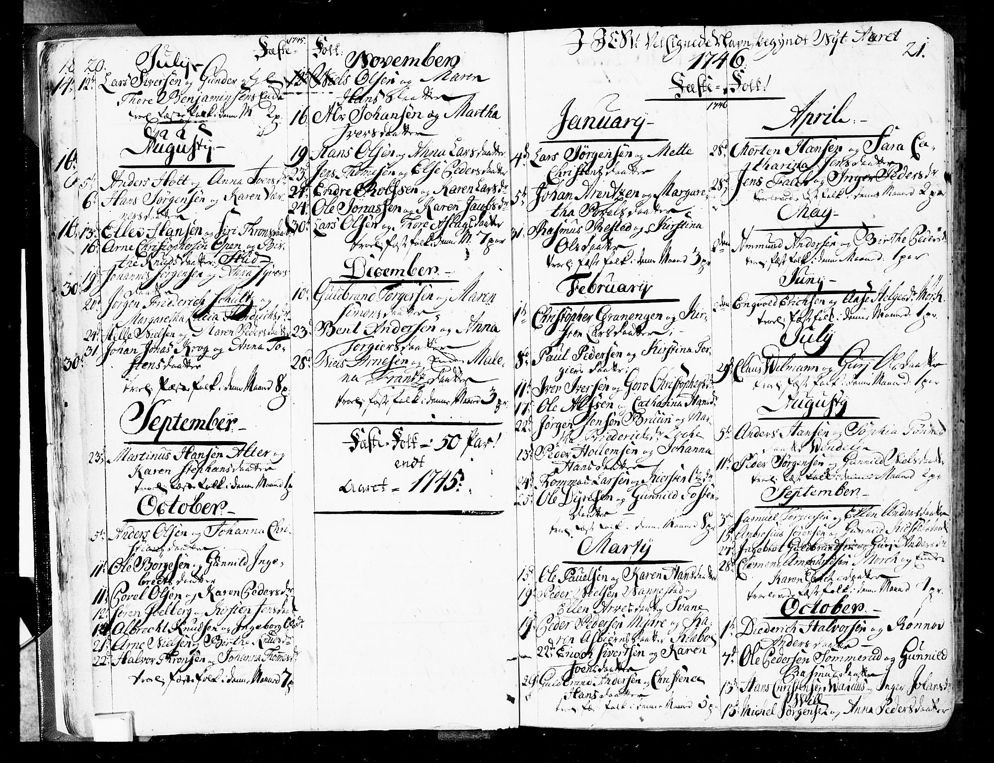 Oslo domkirke Kirkebøker, SAO/A-10752/F/Fa/L0004: Parish register (official) no. 4, 1743-1786, p. 20-21