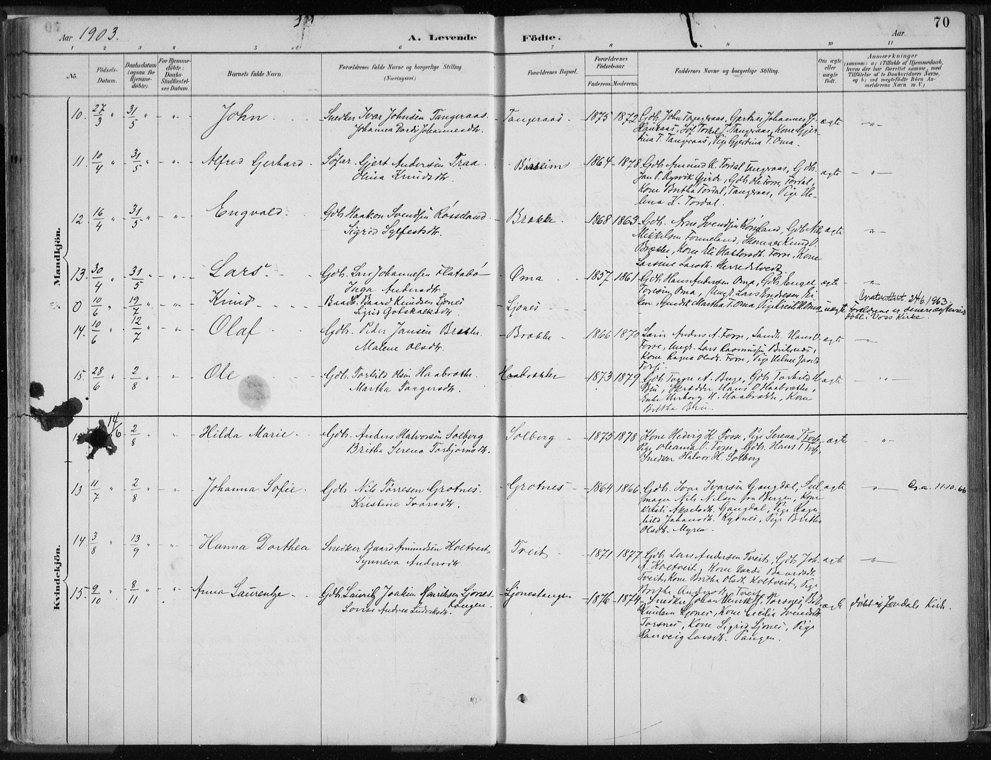 Strandebarm sokneprestembete, AV/SAB-A-78401/H/Haa: Parish register (official) no. B  1, 1886-1908, p. 70