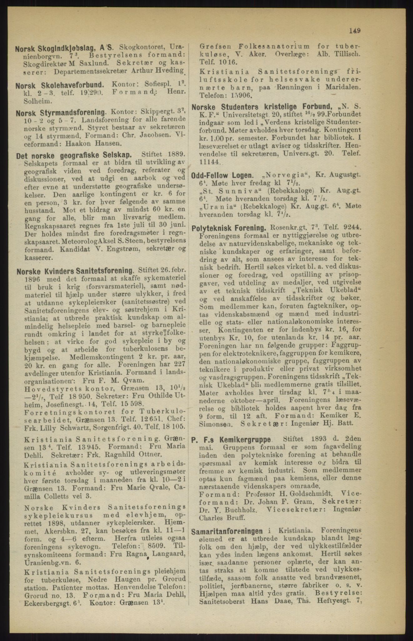 Kristiania/Oslo adressebok, PUBL/-, 1914, p. 149