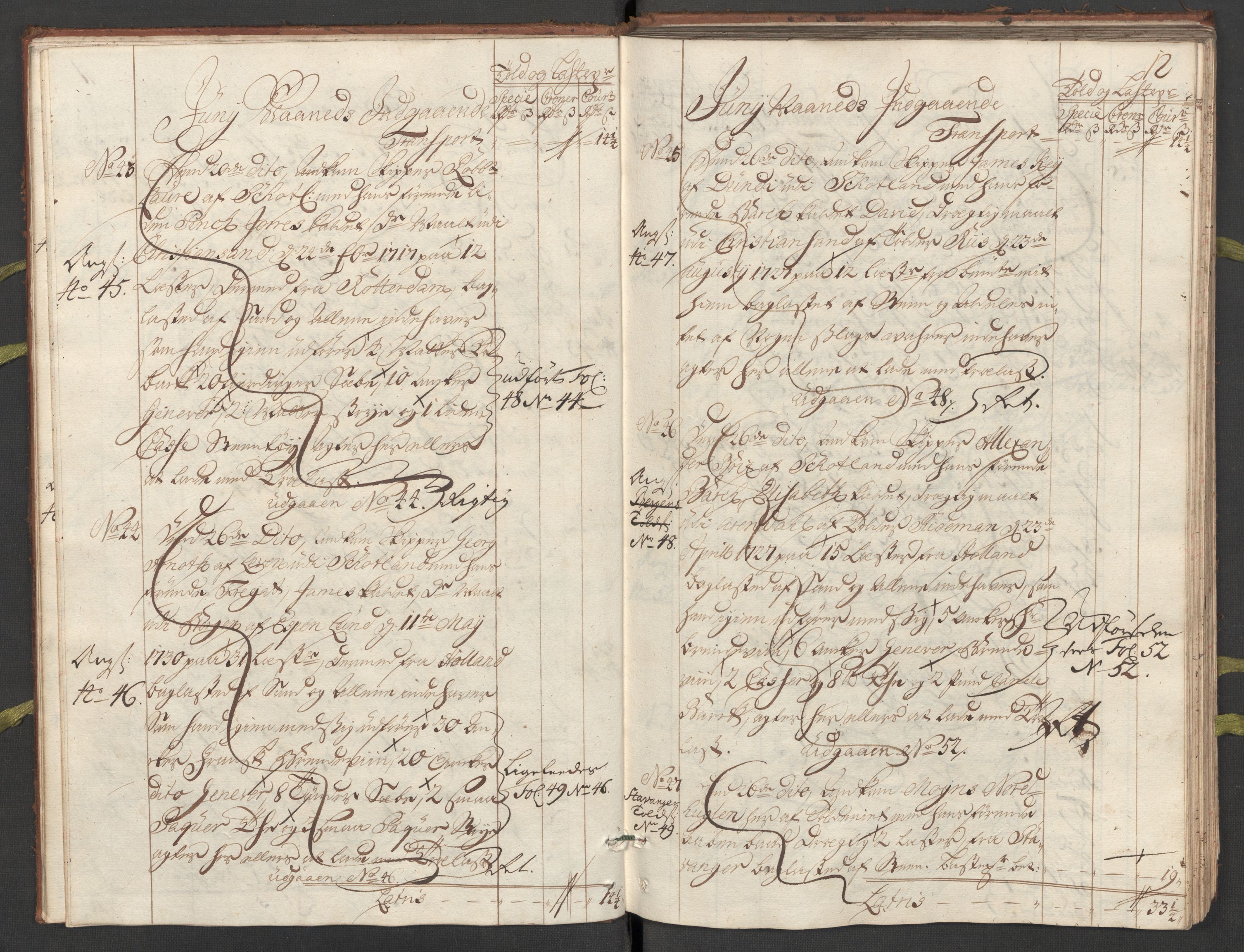 Generaltollkammeret, tollregnskaper, AV/RA-EA-5490/R24/L0009/0001: Tollregnskaper Sunnhordland / Hovedtollbok, 1733, p. 11b-12a