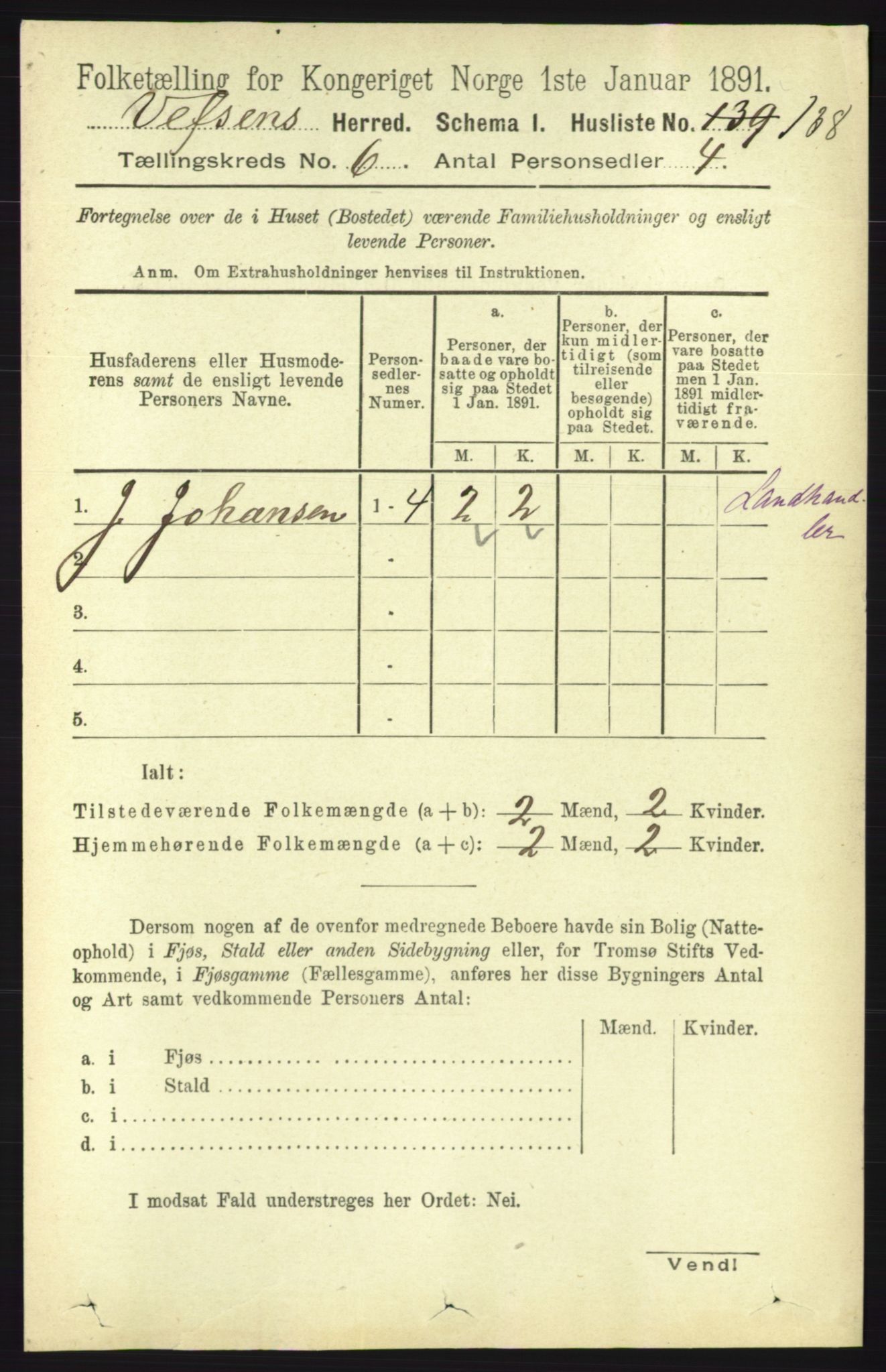 RA, 1891 census for 1824 Vefsn, 1891, p. 2803