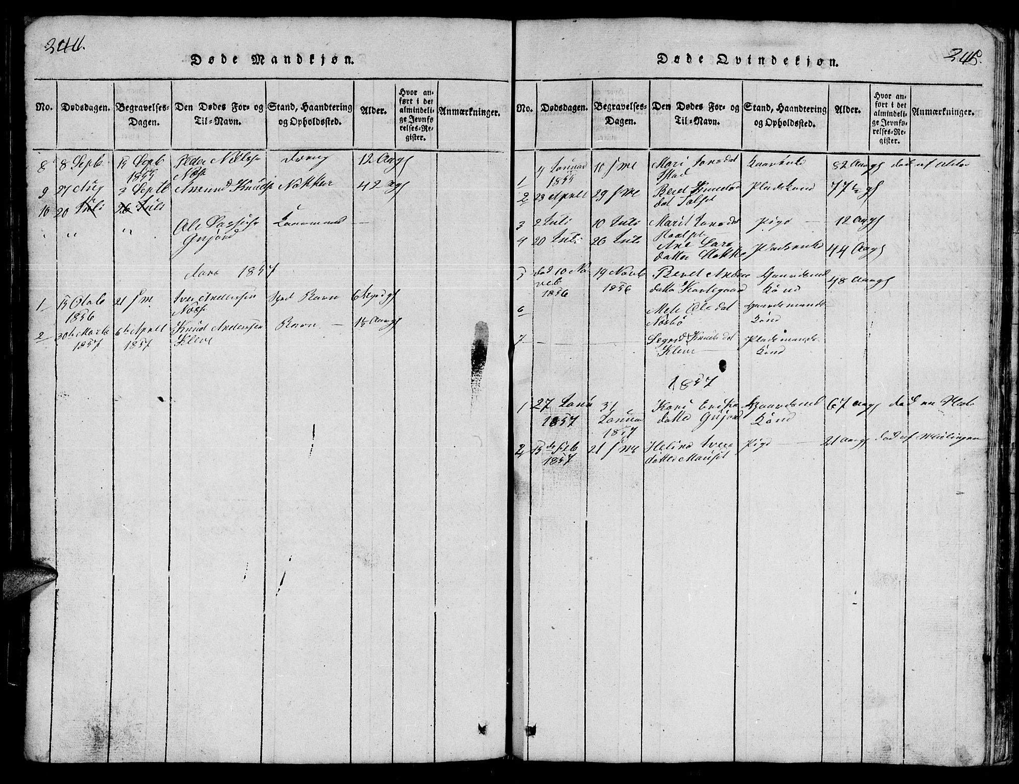 Ministerialprotokoller, klokkerbøker og fødselsregistre - Møre og Romsdal, AV/SAT-A-1454/557/L0683: Parish register (copy) no. 557C01, 1818-1862, p. 244-245