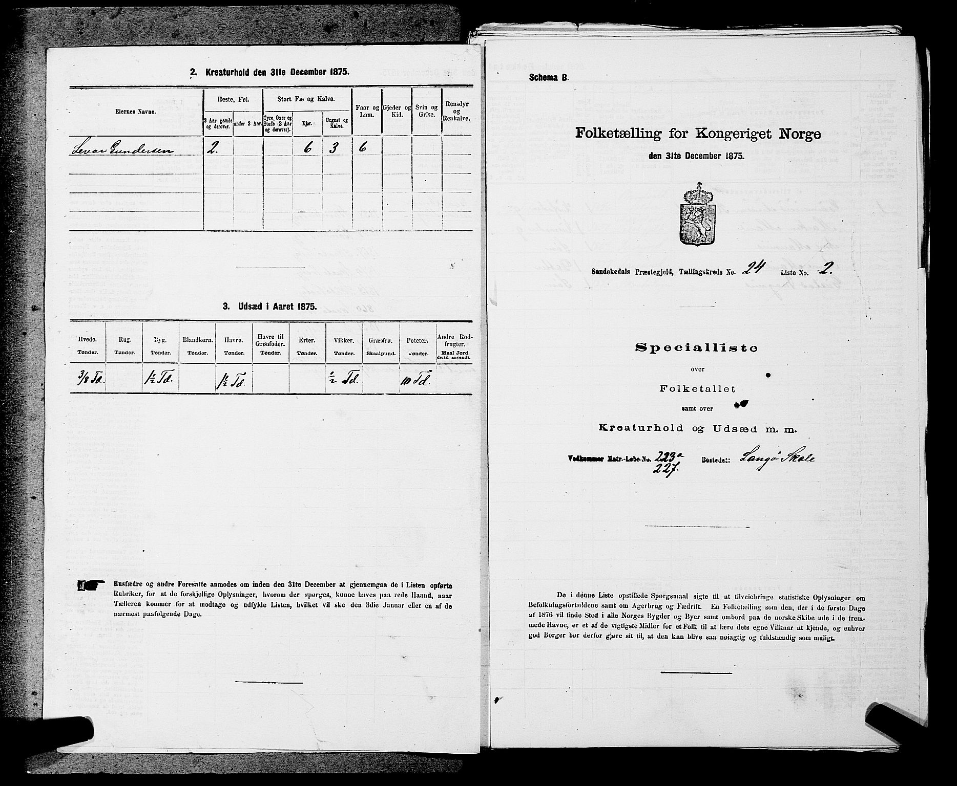 SAKO, 1875 census for 0816P Sannidal, 1875, p. 1845