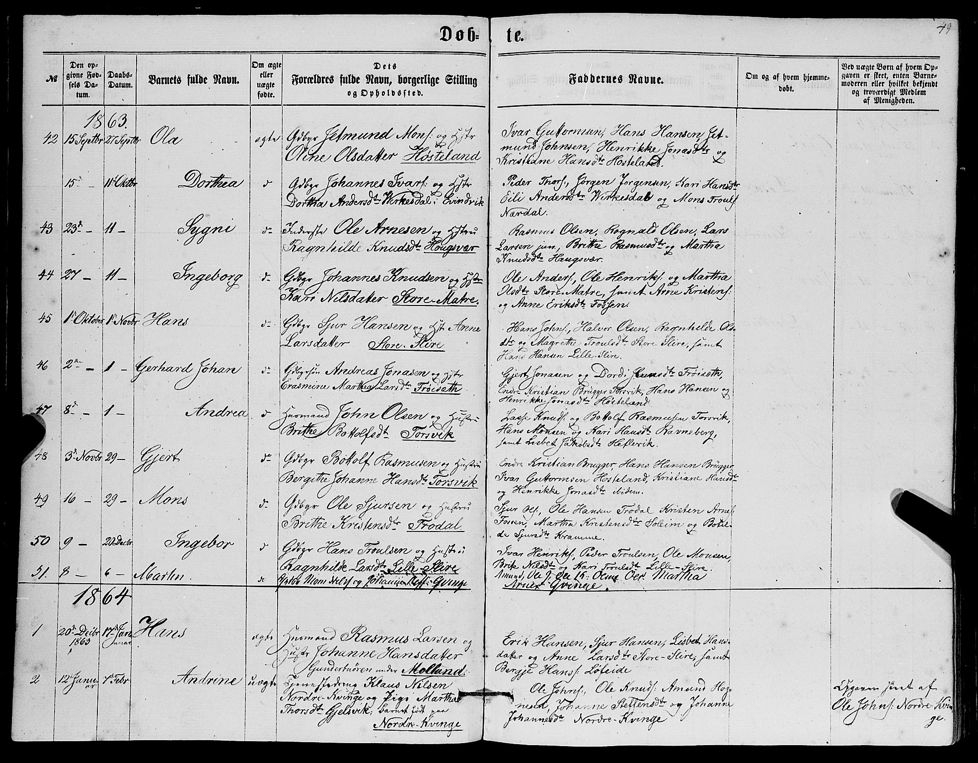 Masfjorden Sokneprestembete, AV/SAB-A-77001: Parish register (copy) no. A 1, 1851-1875, p. 49