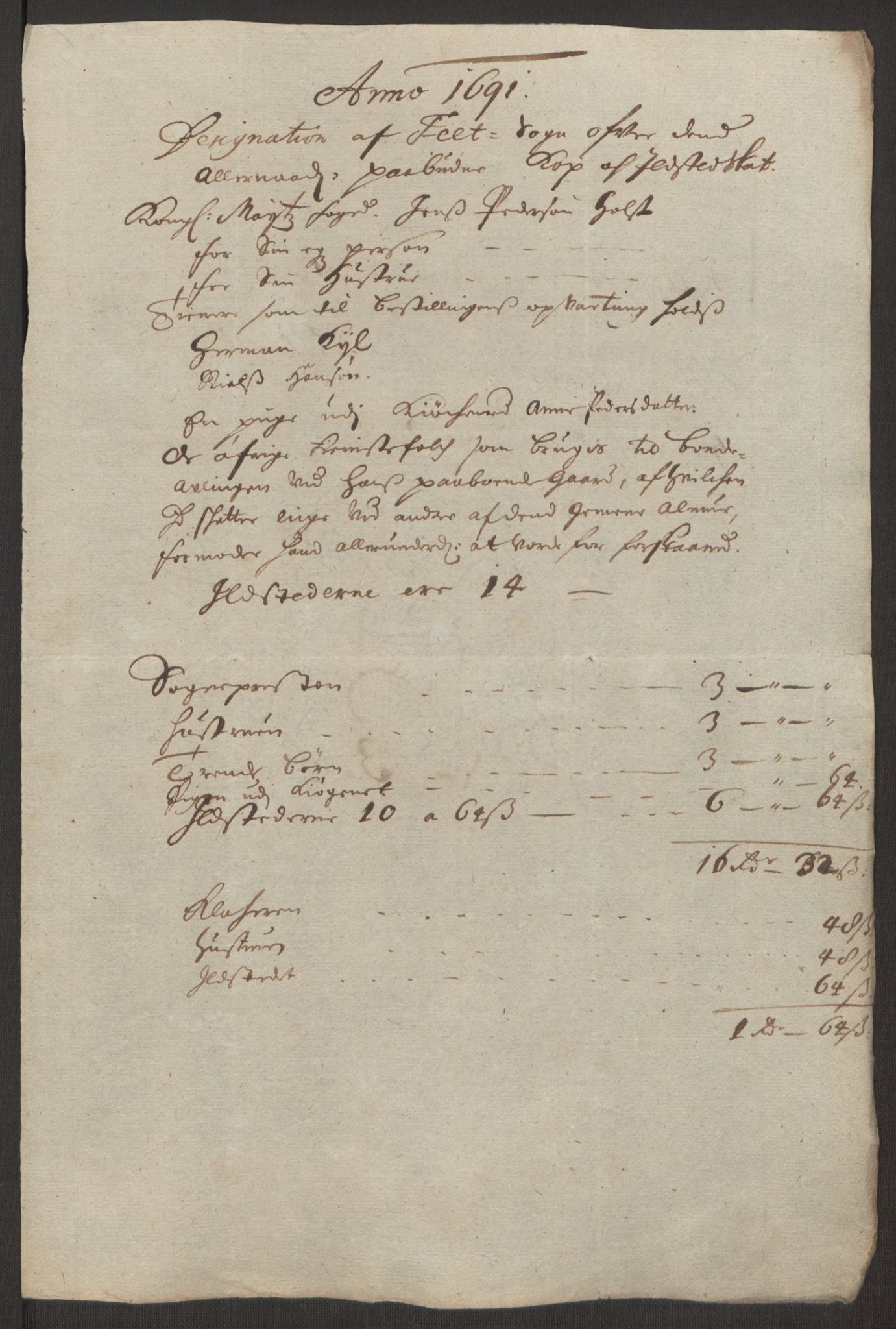 Rentekammeret inntil 1814, Reviderte regnskaper, Fogderegnskap, AV/RA-EA-4092/R11/L0575: Fogderegnskap Nedre Romerike, 1691, p. 165