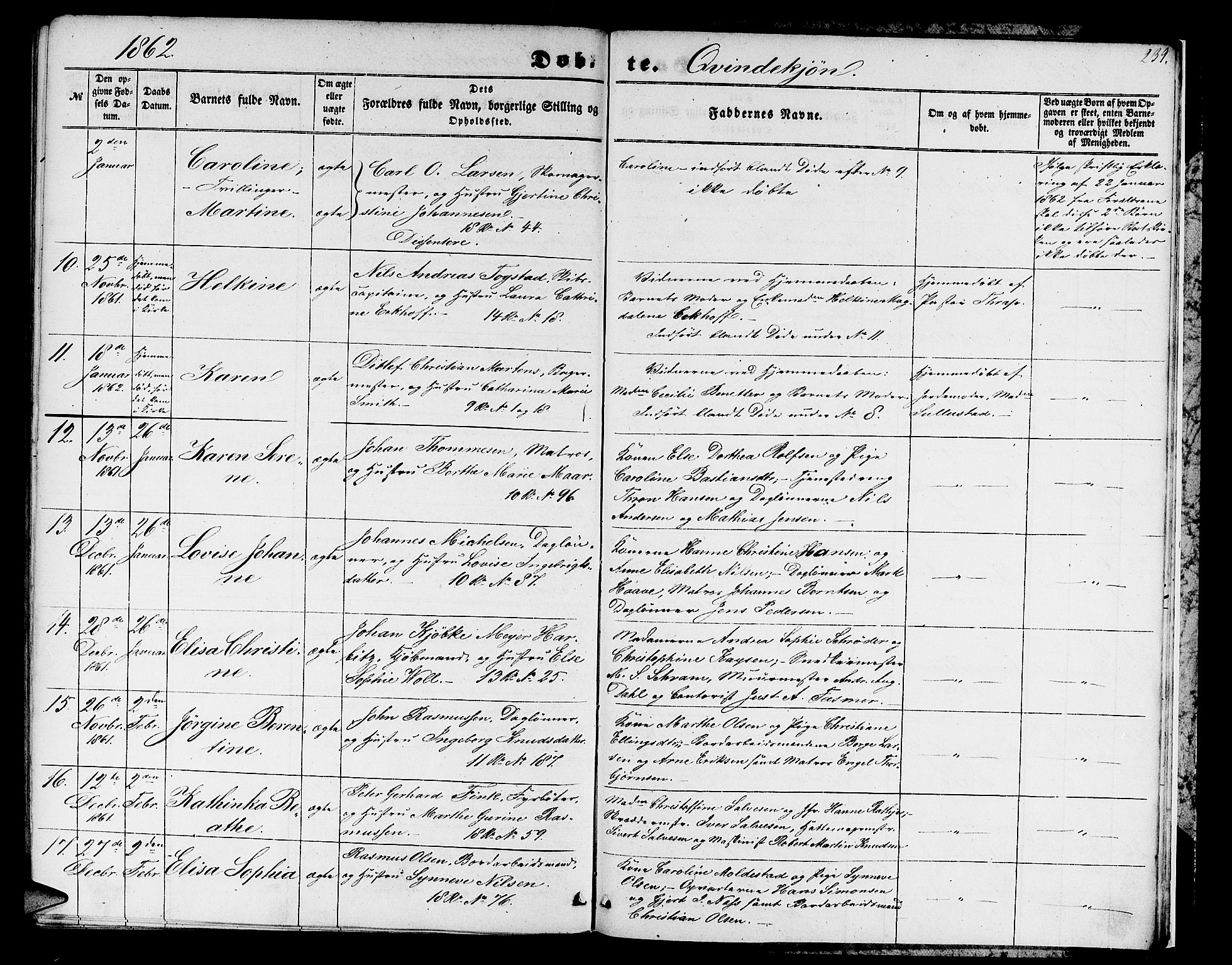 Domkirken sokneprestembete, AV/SAB-A-74801/H/Hab/L0011: Parish register (copy) no. B 4, 1856-1862, p. 239