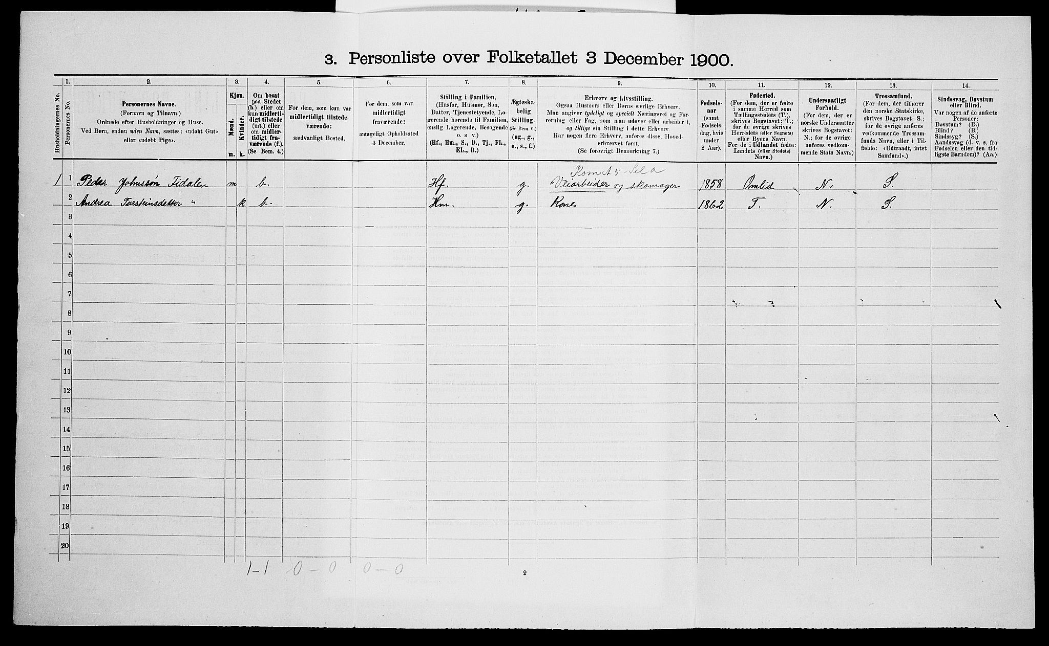 SAK, 1900 census for Vegårshei, 1900, p. 169