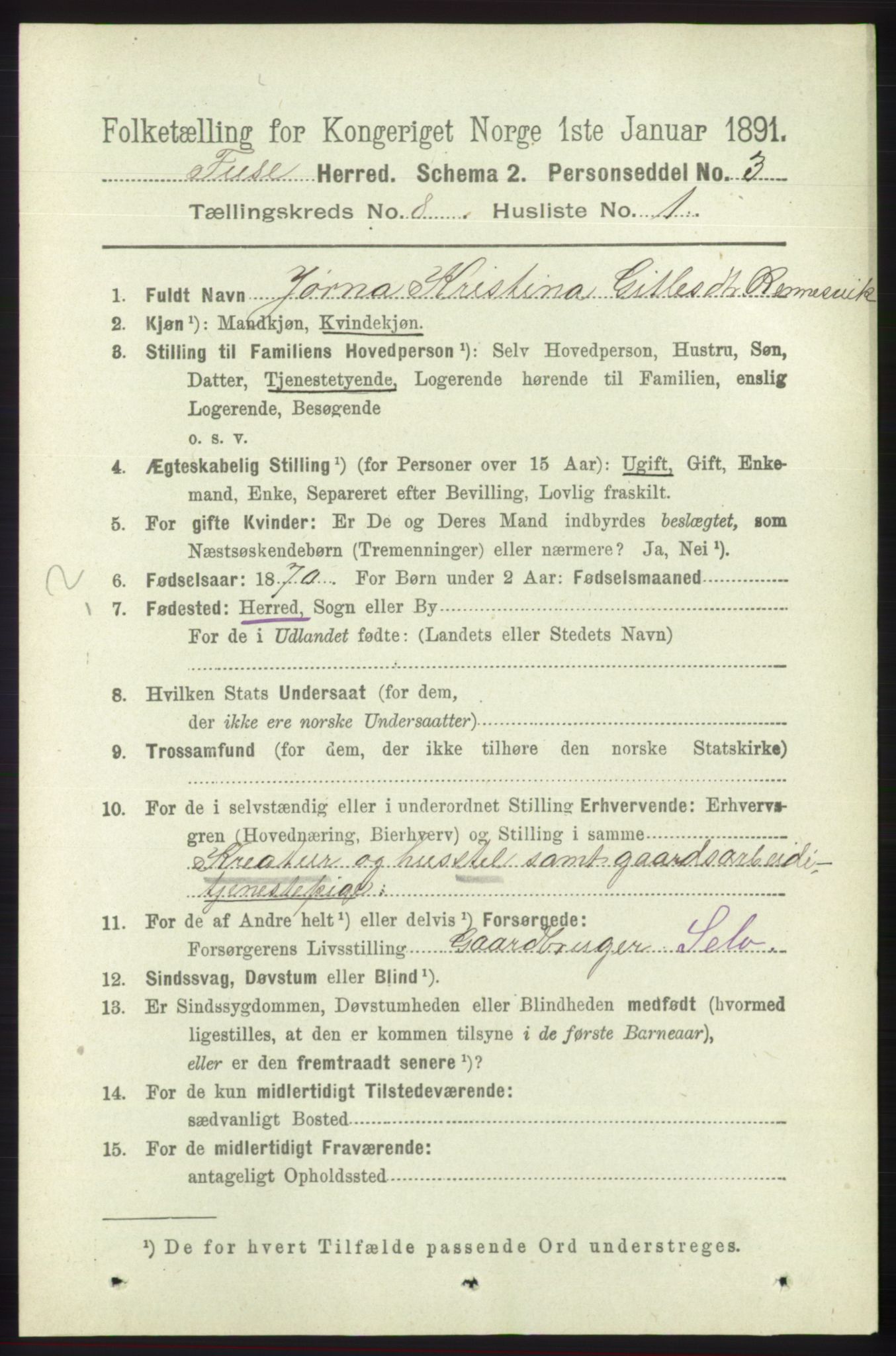 RA, 1891 census for 1241 Fusa, 1891, p. 1563