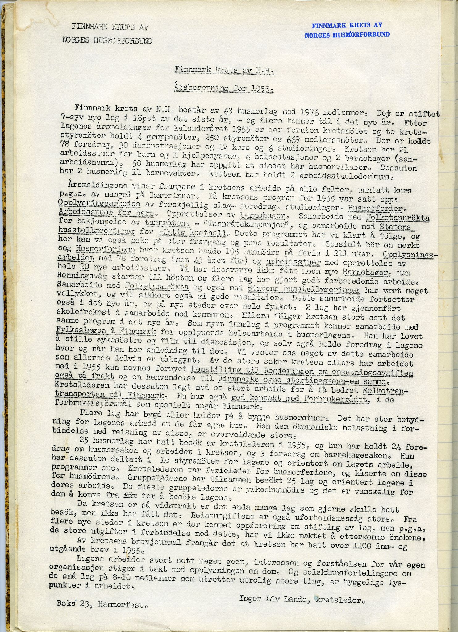 Finnmark krets av Norges Kvinne- og familieforbund, FMFB/A-1233/A/Ab/L0005: Møteprotokoll , 1956-1970