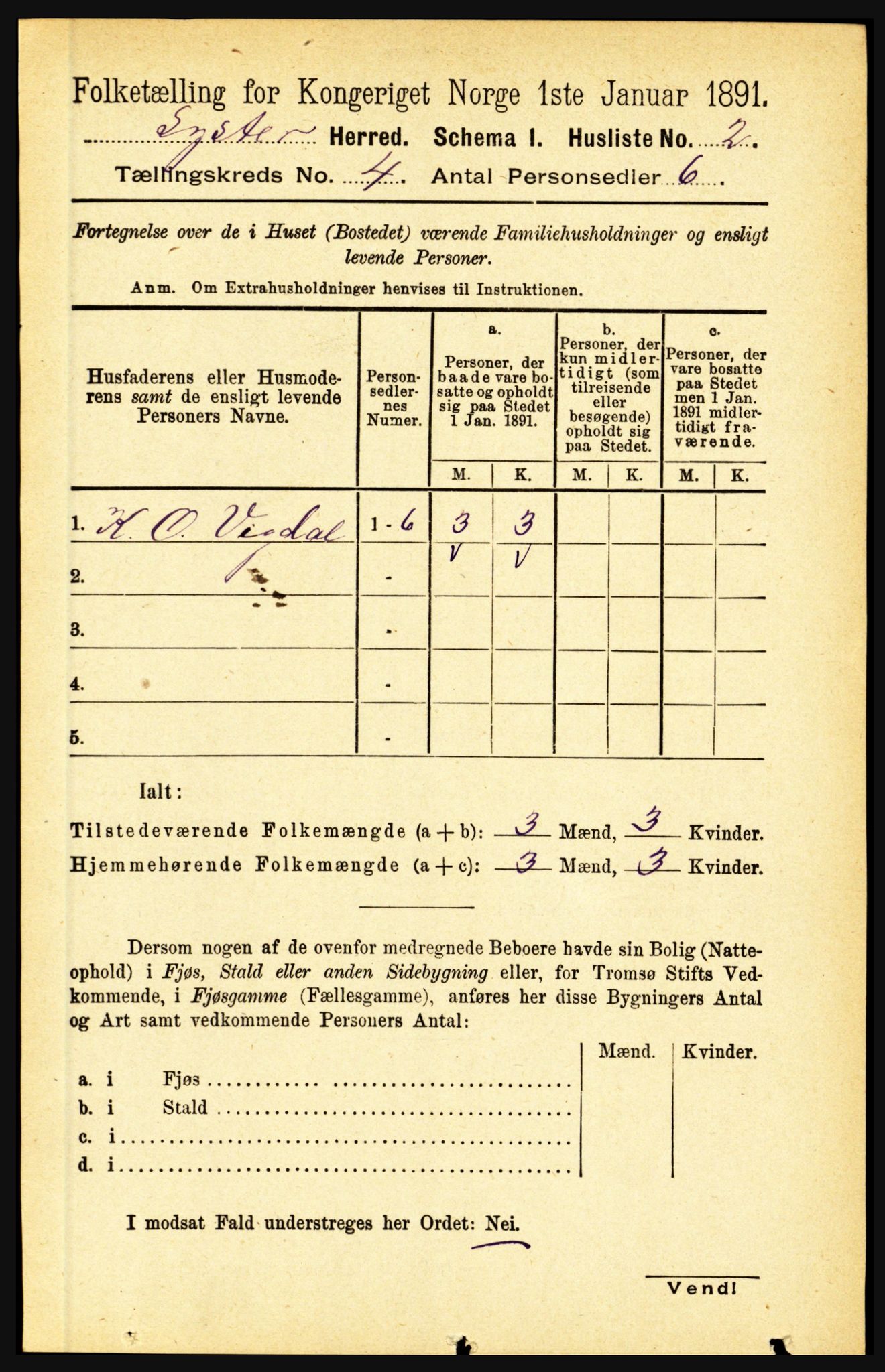 RA, 1891 census for 1426 Luster, 1891, p. 1408