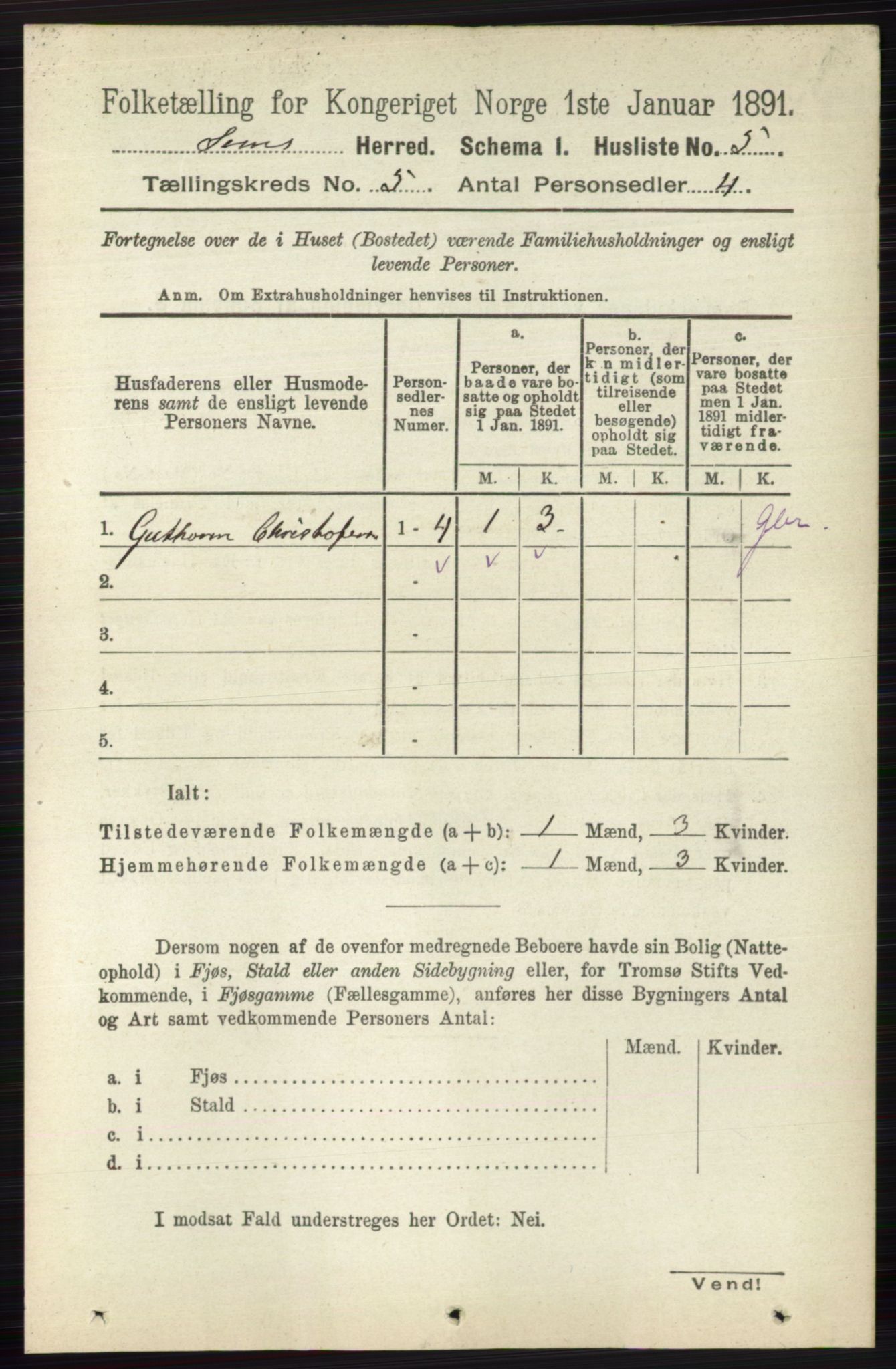 RA, 1891 census for 0721 Sem, 1891, p. 1970