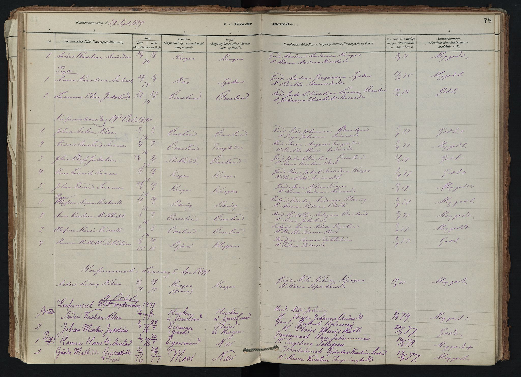 Brunlanes kirkebøker, AV/SAKO-A-342/F/Fd/L0001: Parish register (official) no. IV 1, 1878-1917, p. 78