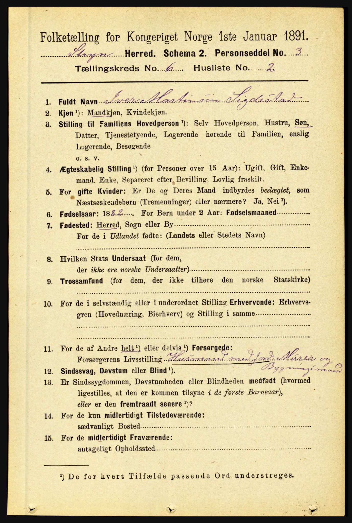 RA, 1891 census for 1448 Stryn, 1891, p. 2398