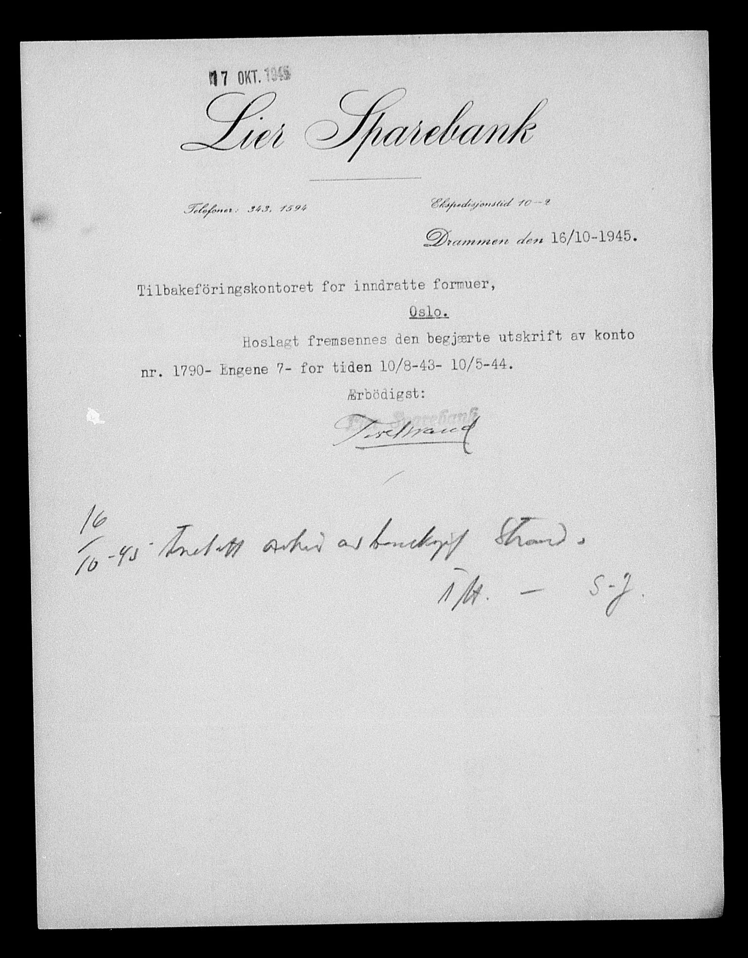 Justisdepartementet, Tilbakeføringskontoret for inndratte formuer, AV/RA-S-1564/H/Hc/Hcc/L0981: --, 1945-1947, p. 167