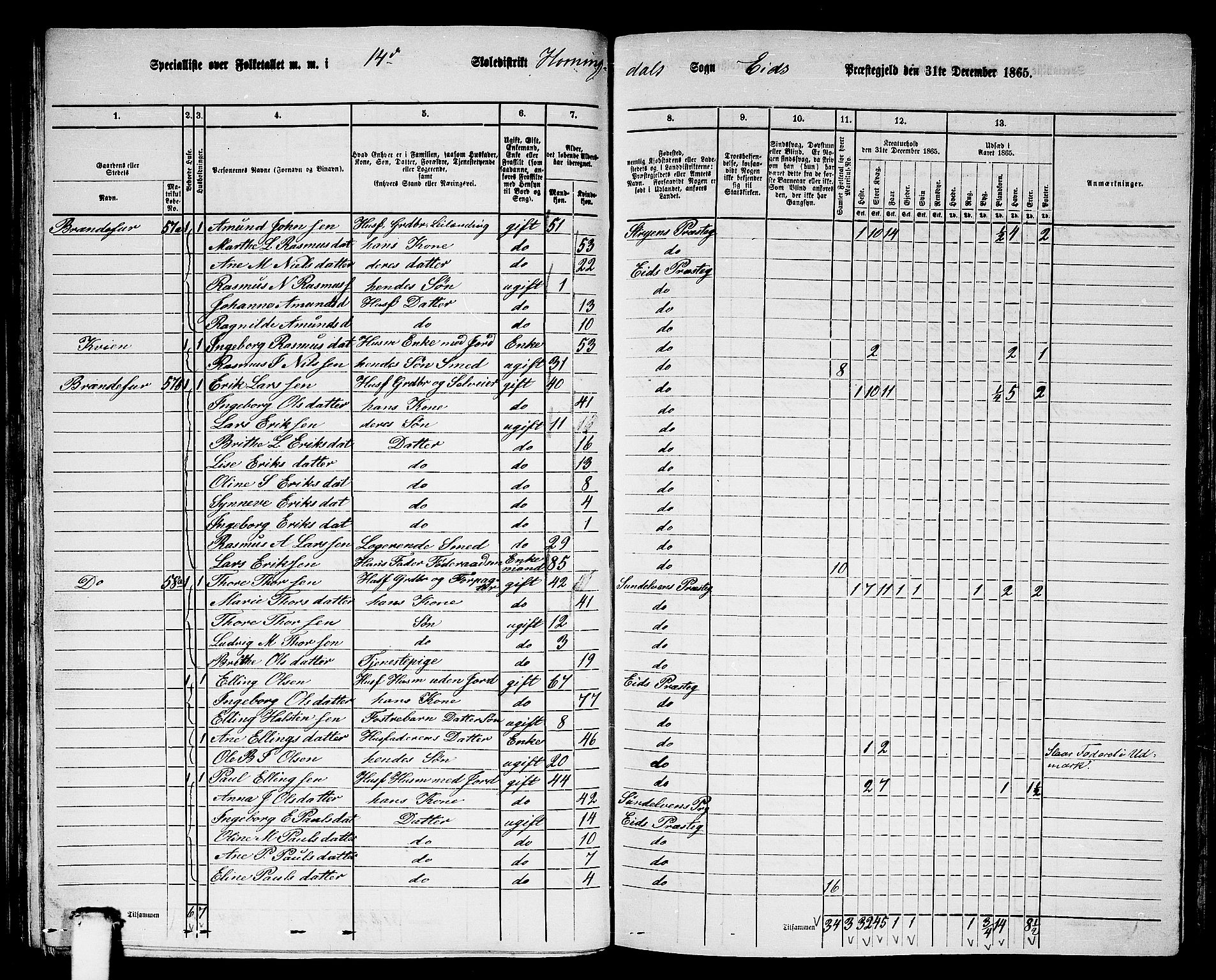 RA, 1865 census for Eid, 1865, p. 89