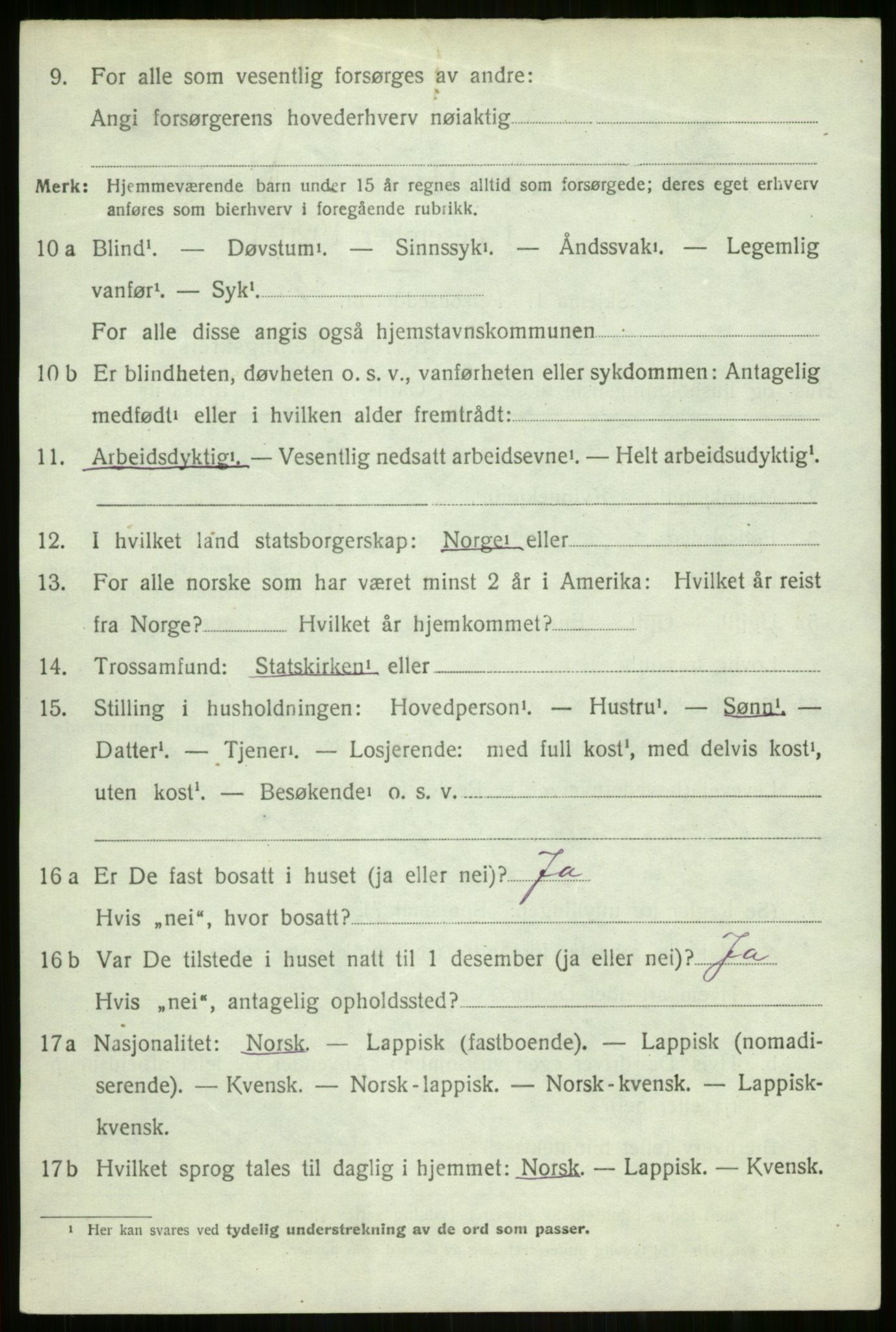 SATØ, 1920 census for Dyrøy, 1920, p. 1662