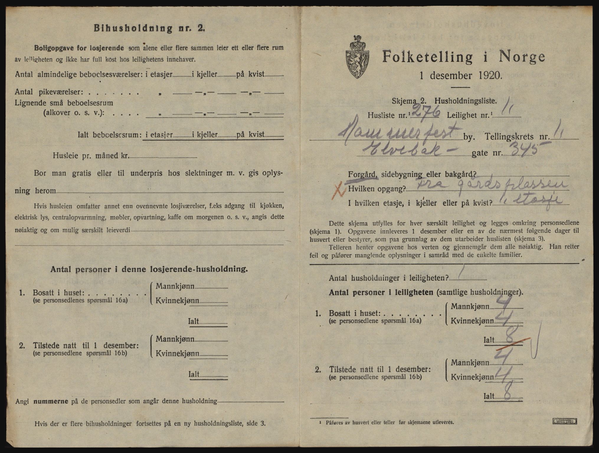 SATØ, 1920 census for Hammerfest, 1920, p. 1856