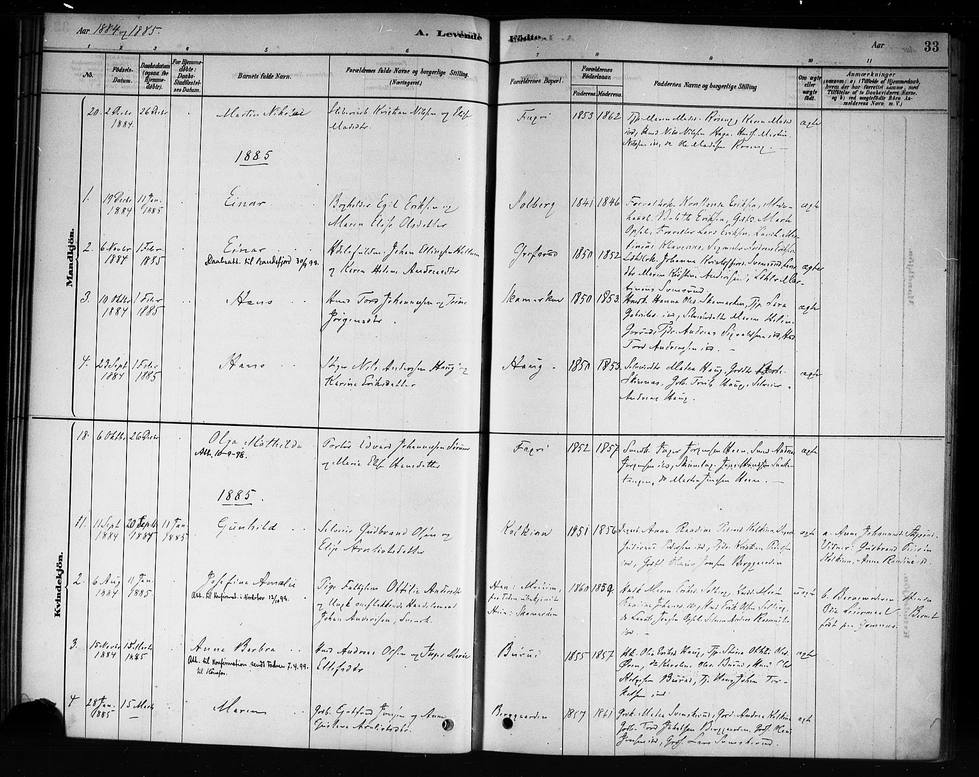 Hole kirkebøker, AV/SAKO-A-228/F/Fb/L0001: Parish register (official) no. II 1, 1878-1891, p. 33