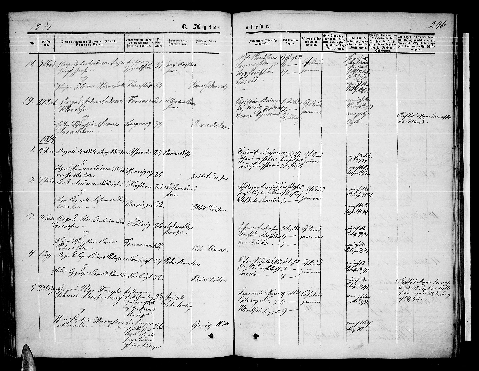 Ministerialprotokoller, klokkerbøker og fødselsregistre - Nordland, AV/SAT-A-1459/872/L1046: Parish register (copy) no. 872C02, 1852-1879, p. 246