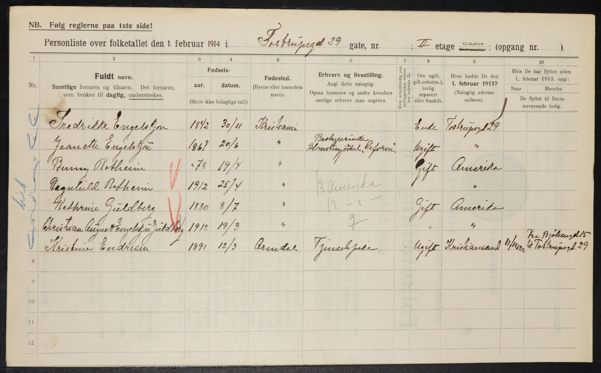 OBA, Municipal Census 1914 for Kristiania, 1914, p. 116121