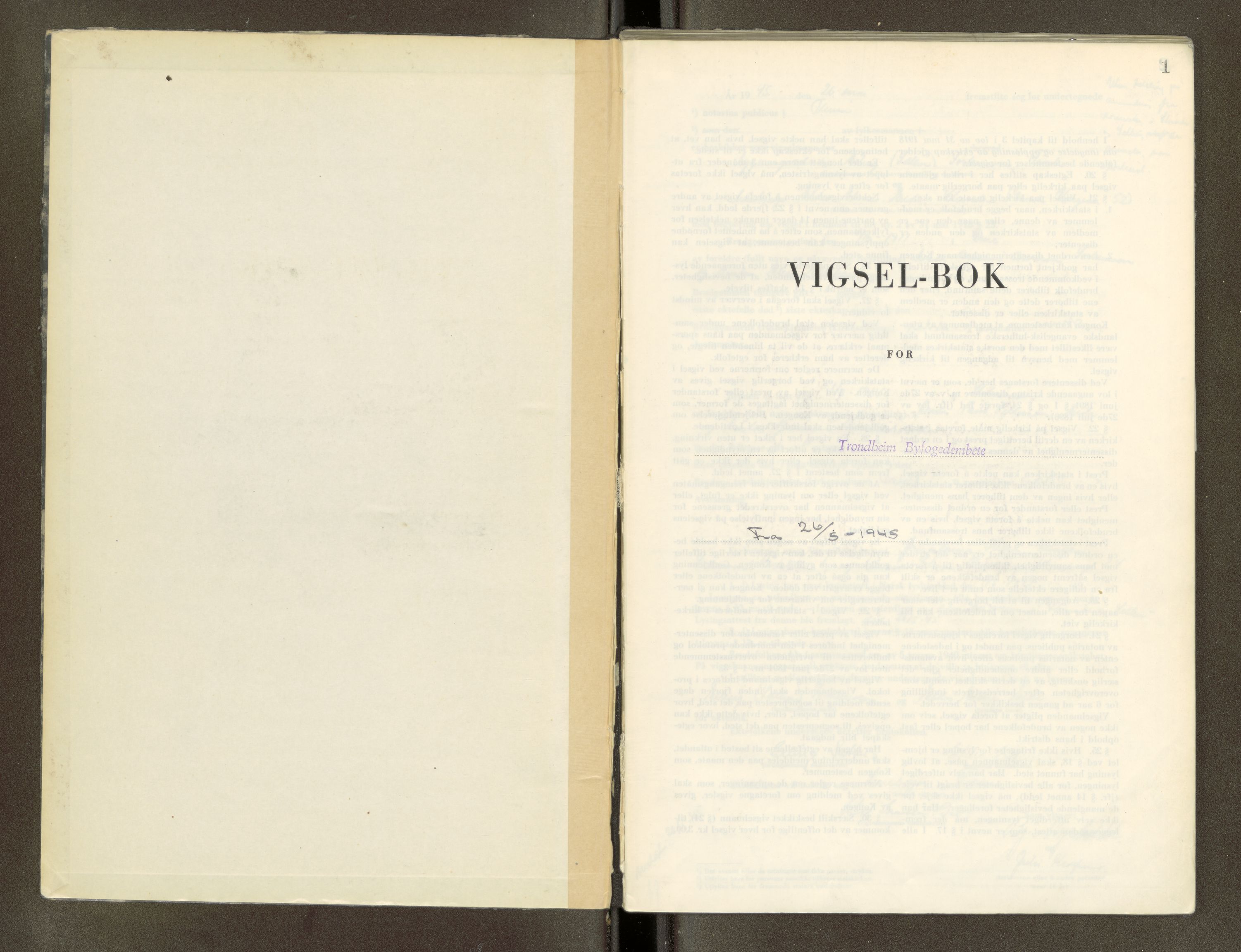Trondheim byfogd, AV/SAT-A-0003/1/6/6D/L0005: Vigselbøker, 1944-1948, p. 1