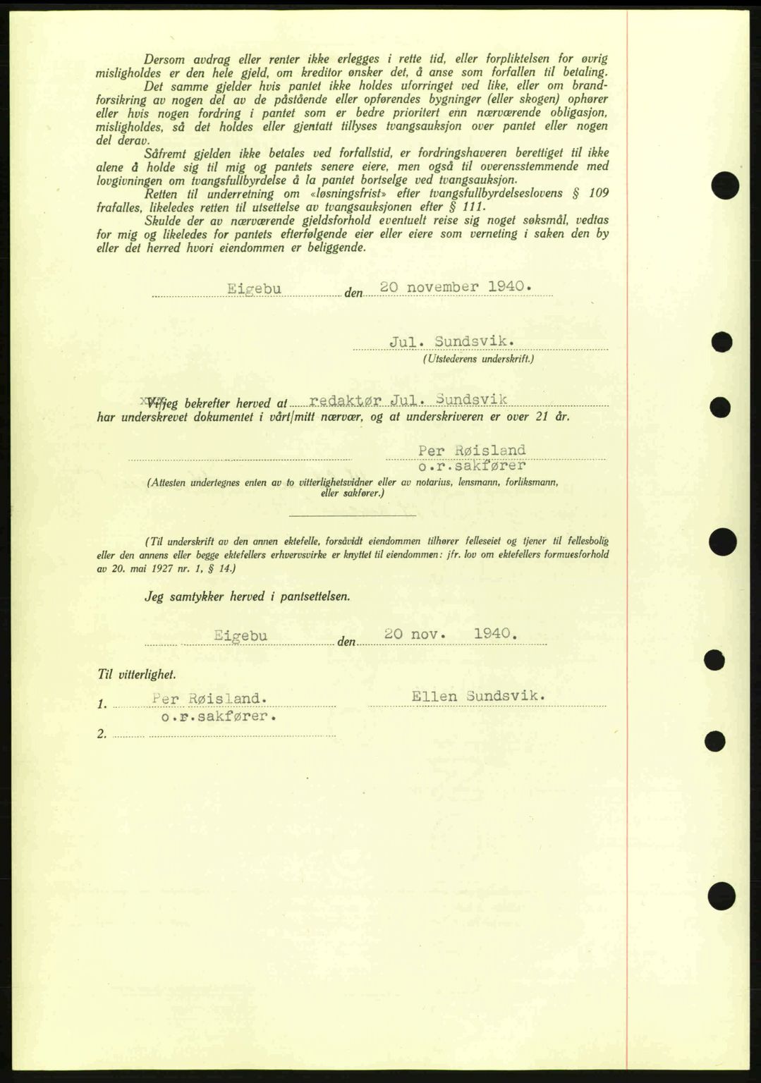 Moss sorenskriveri, SAO/A-10168: Mortgage book no. B10, 1940-1941, Diary no: : 2005/1940