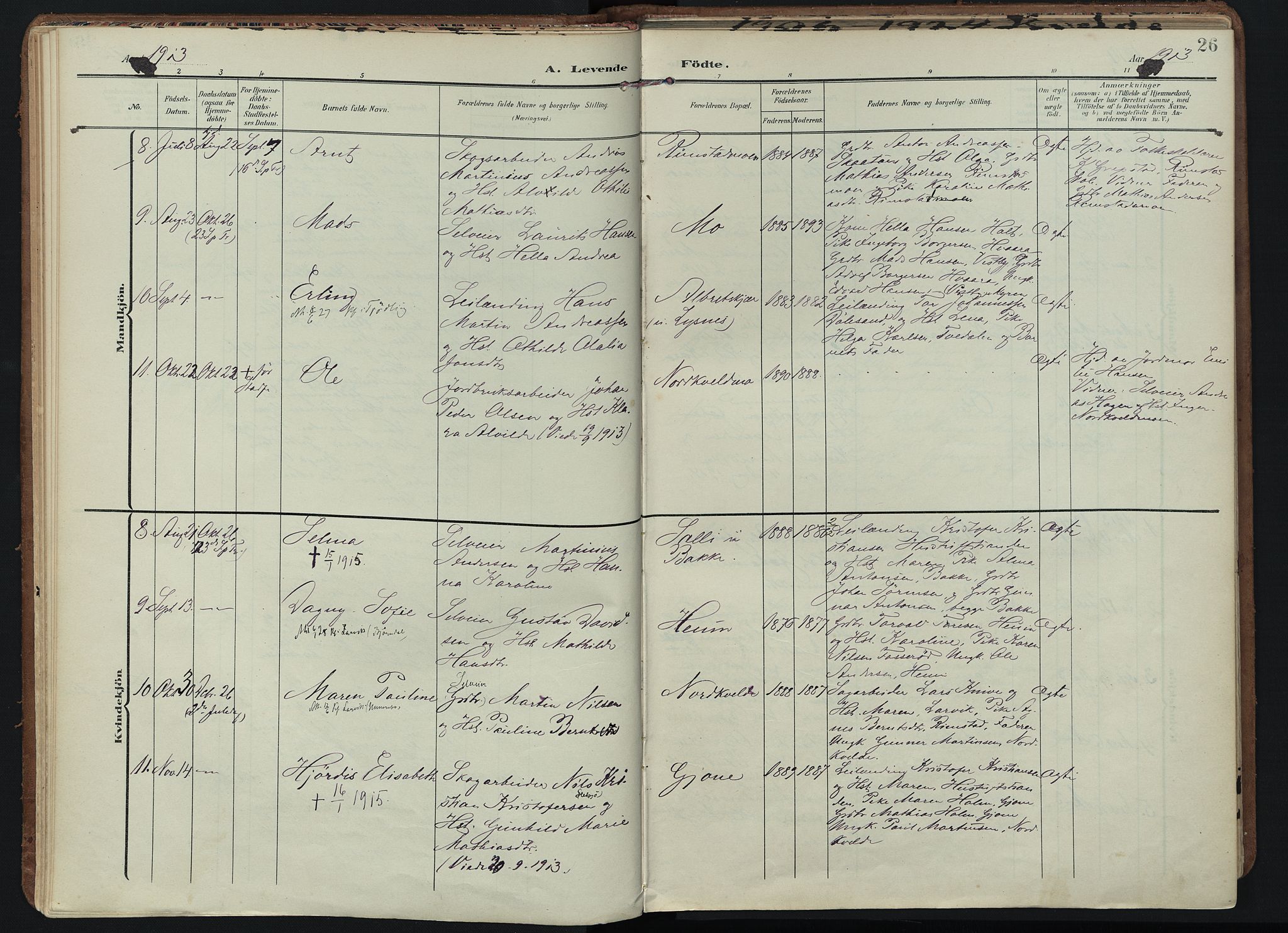 Hedrum kirkebøker, SAKO/A-344/F/Fb/L0002: Parish register (official) no. II 2, 1906-1924, p. 26