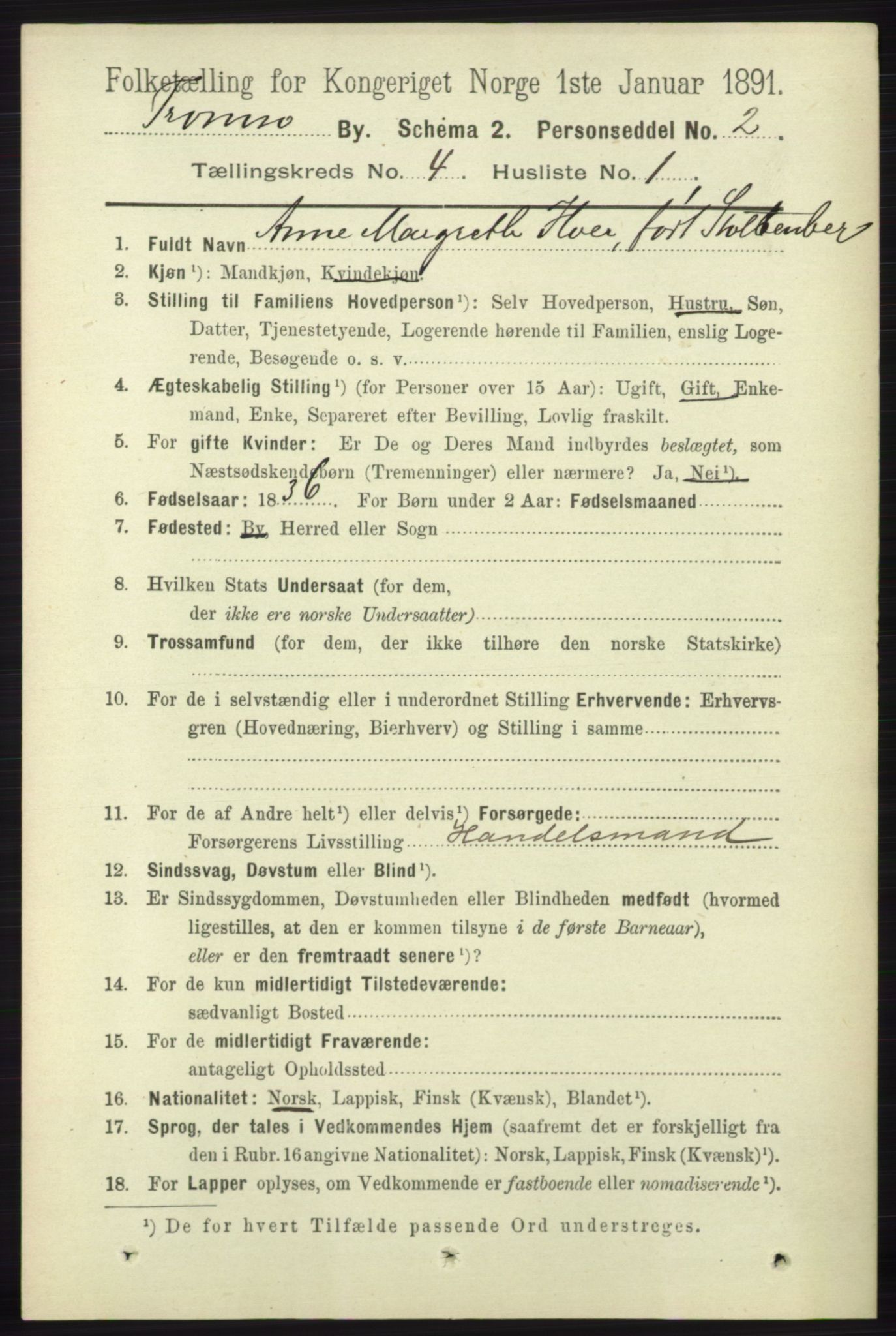 RA, 1891 census for 1902 Tromsø, 1891, p. 4087