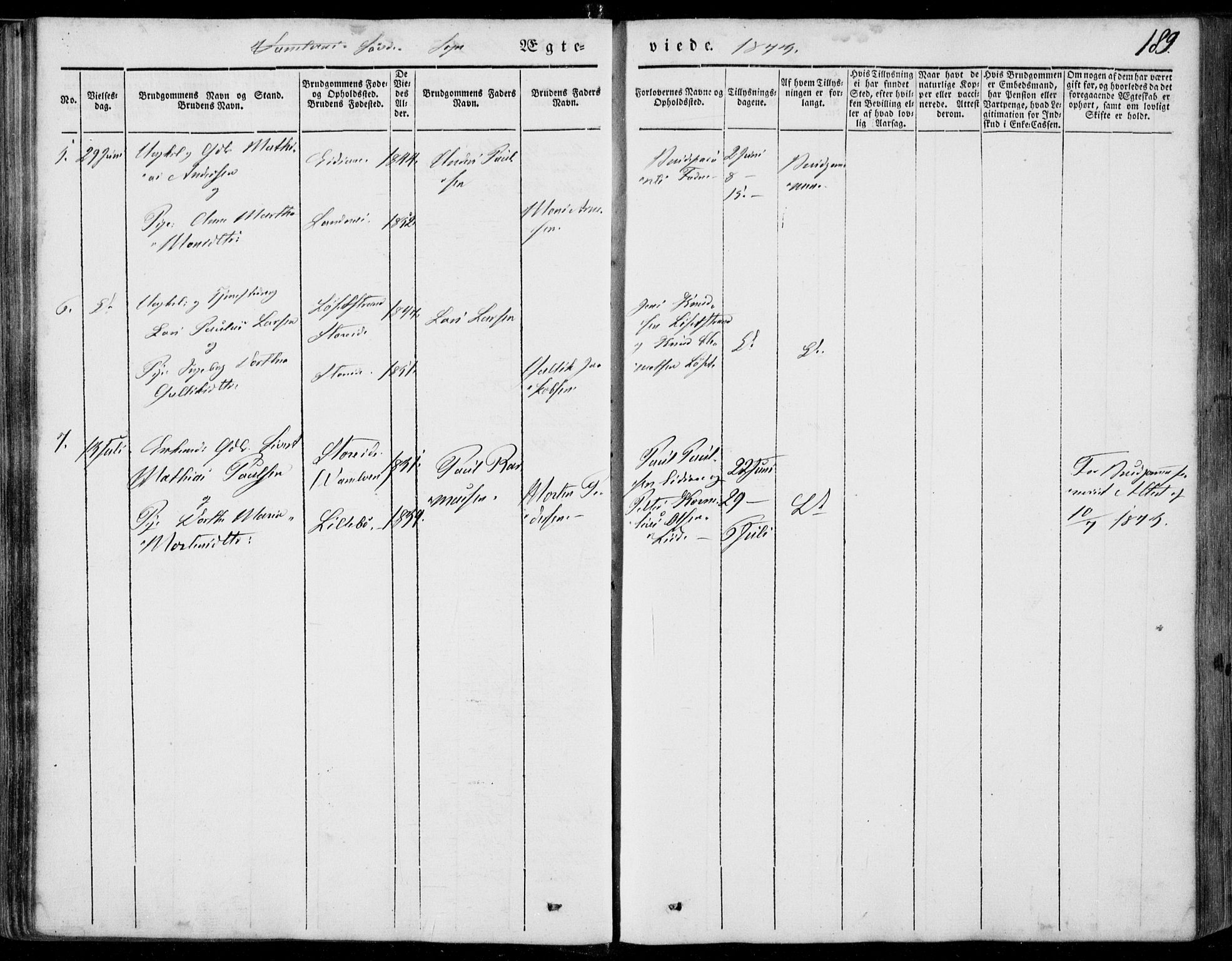Ministerialprotokoller, klokkerbøker og fødselsregistre - Møre og Romsdal, SAT/A-1454/502/L0023: Parish register (official) no. 502A01, 1844-1873, p. 189