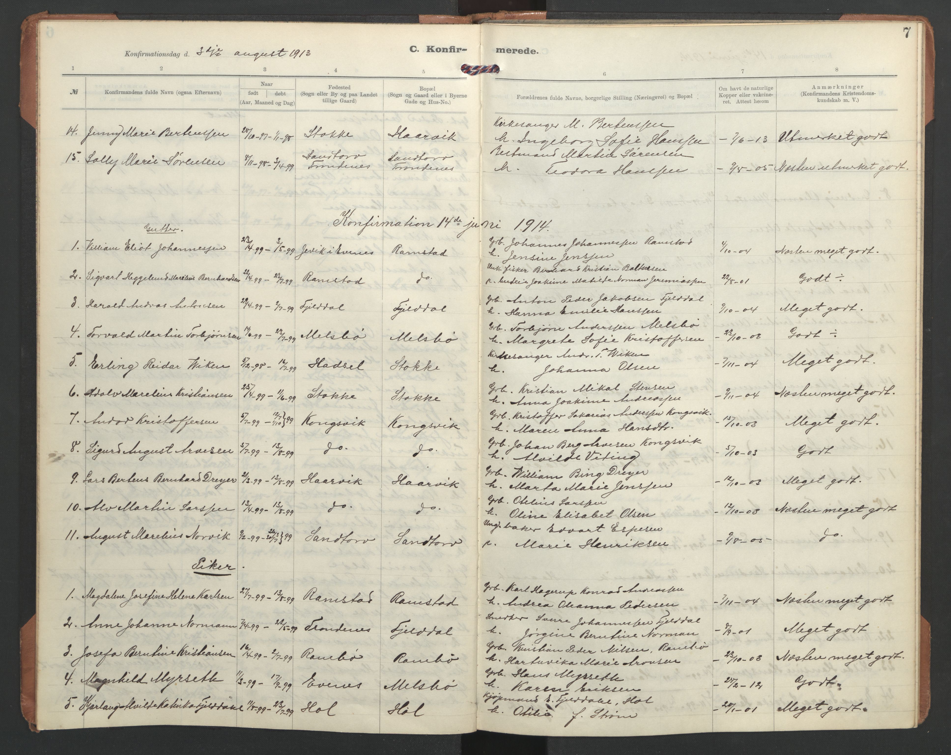 Ministerialprotokoller, klokkerbøker og fødselsregistre - Nordland, SAT/A-1459/865/L0934: Parish register (copy) no. 865C06, 1911-1942, p. 7