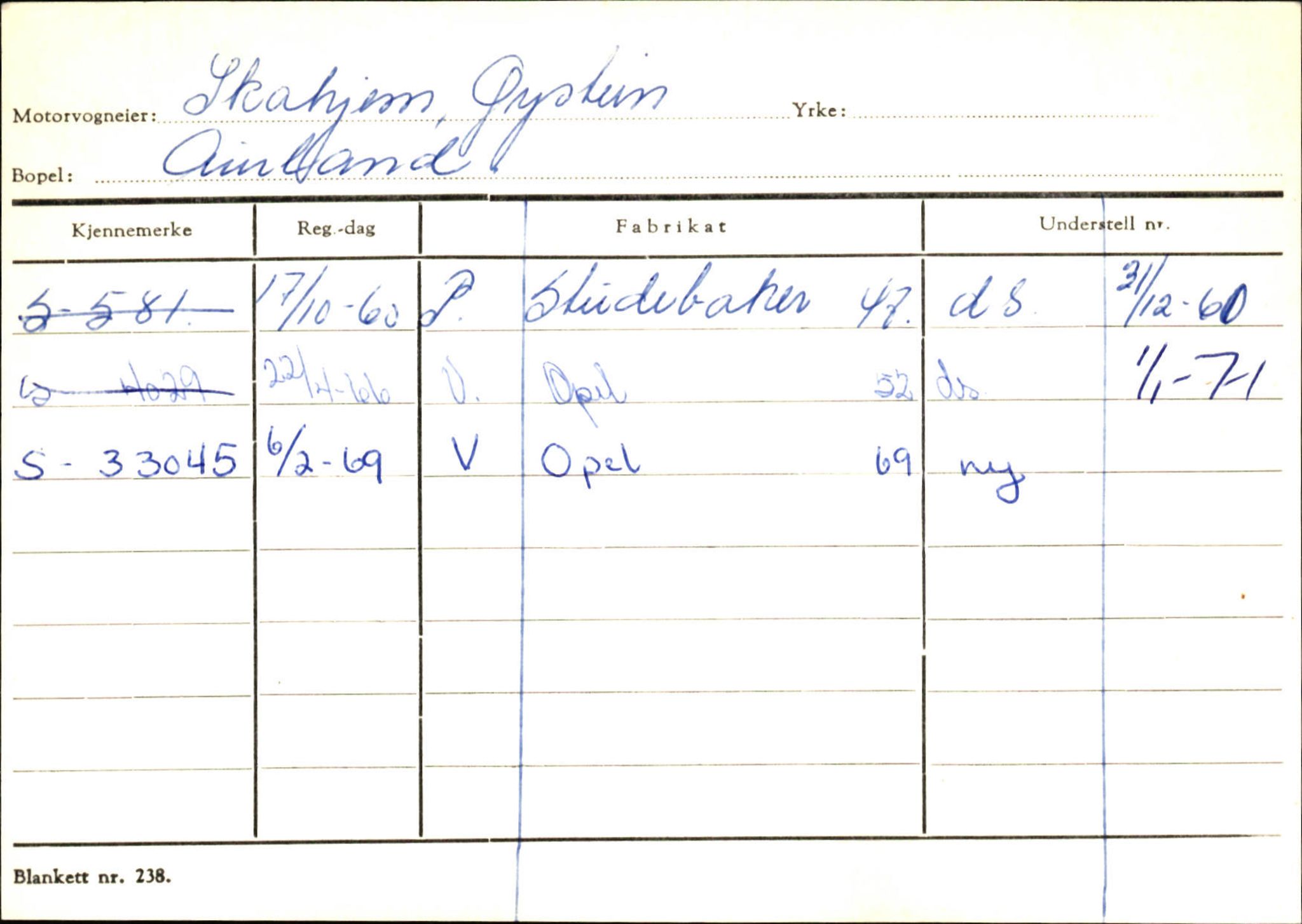Statens vegvesen, Sogn og Fjordane vegkontor, SAB/A-5301/4/F/L0125: Eigarregister Sogndal V-Å. Aurland A-Å. Fjaler A-N, 1945-1975, p. 998