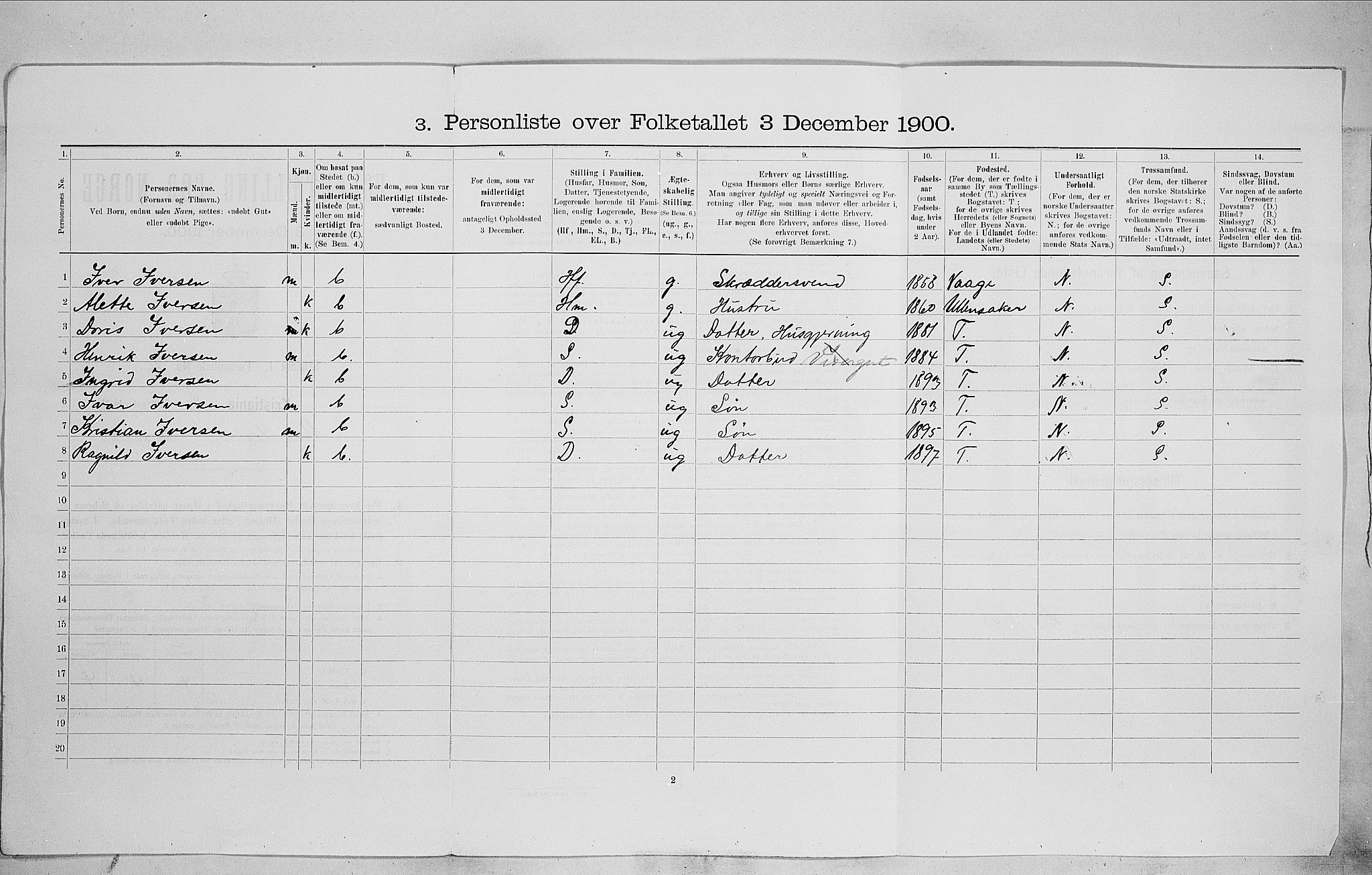 SAO, 1900 census for Kristiania, 1900, p. 54485