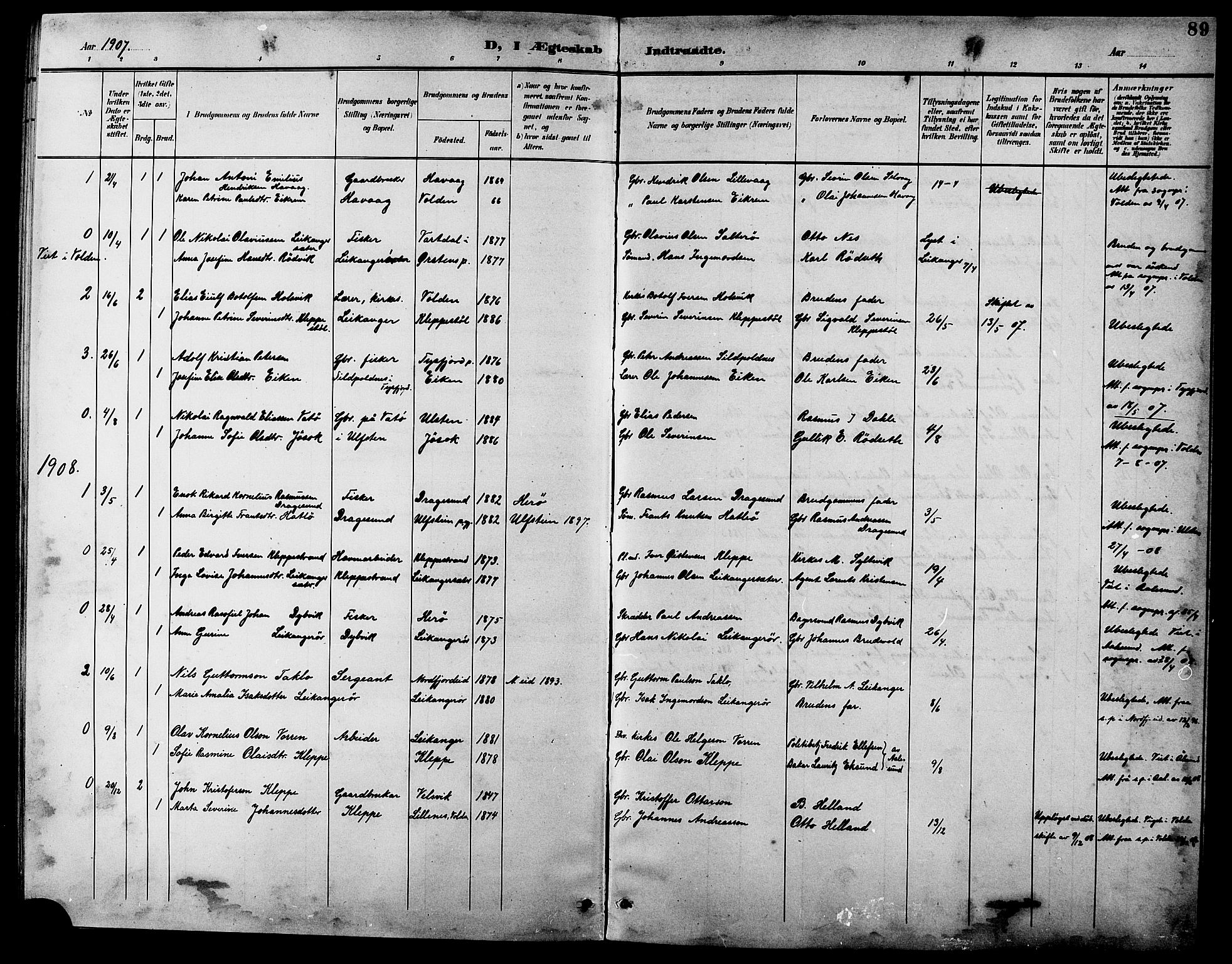 Ministerialprotokoller, klokkerbøker og fødselsregistre - Møre og Romsdal, AV/SAT-A-1454/508/L0098: Parish register (copy) no. 508C02, 1898-1916, p. 89