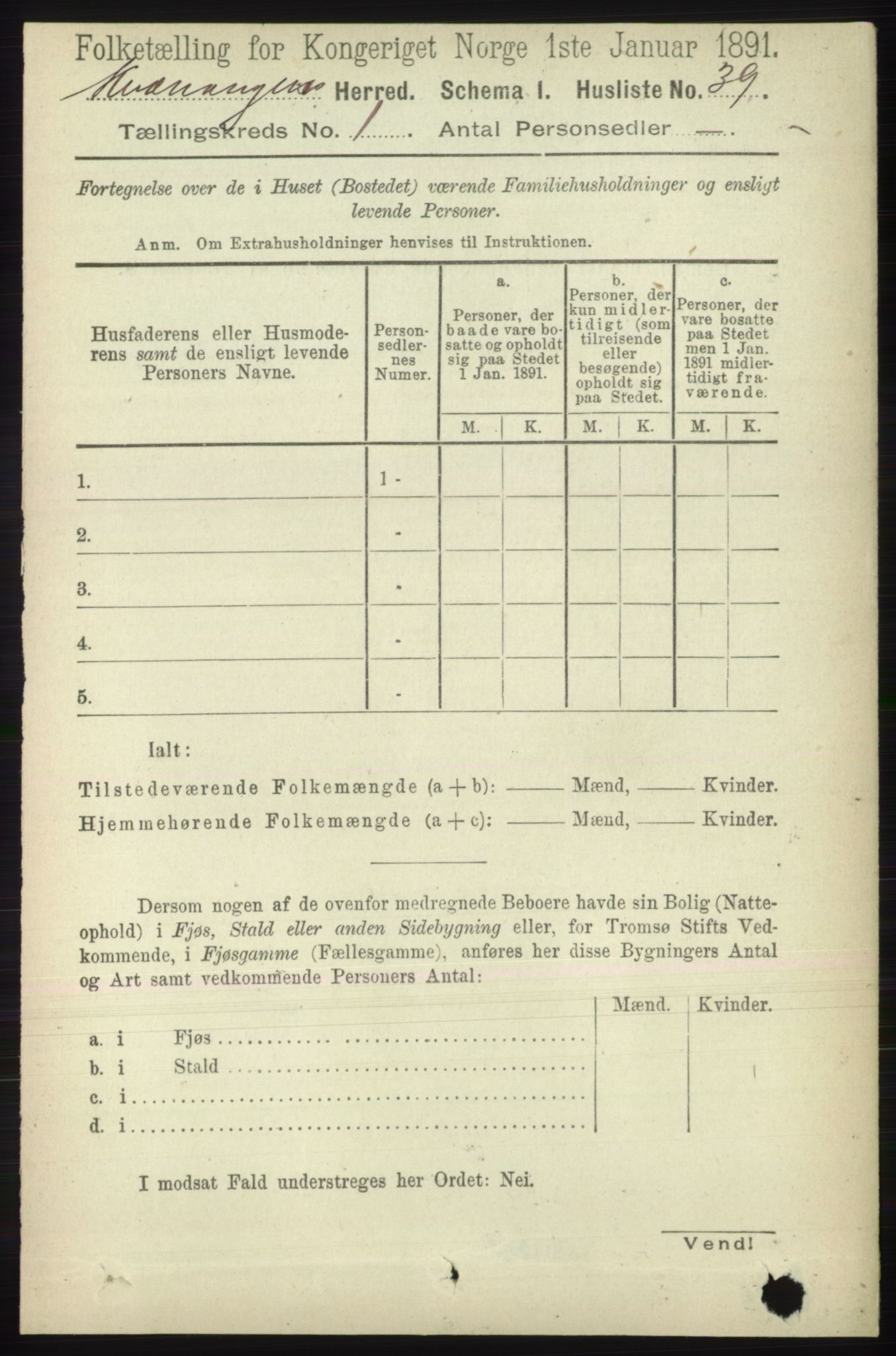 RA, 1891 census for 1943 Kvænangen, 1891, p. 53