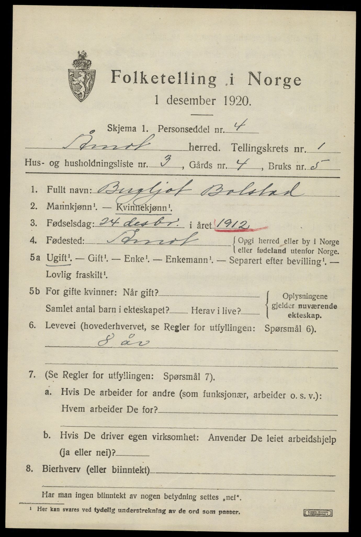 SAH, 1920 census for Åmot, 1920, p. 1625