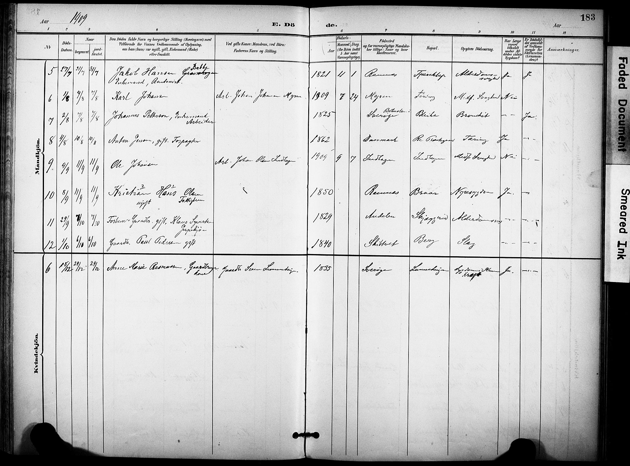 Ramnes kirkebøker, AV/SAKO-A-314/F/Fa/L0008: Parish register (official) no. I 8, 1896-1913, p. 183