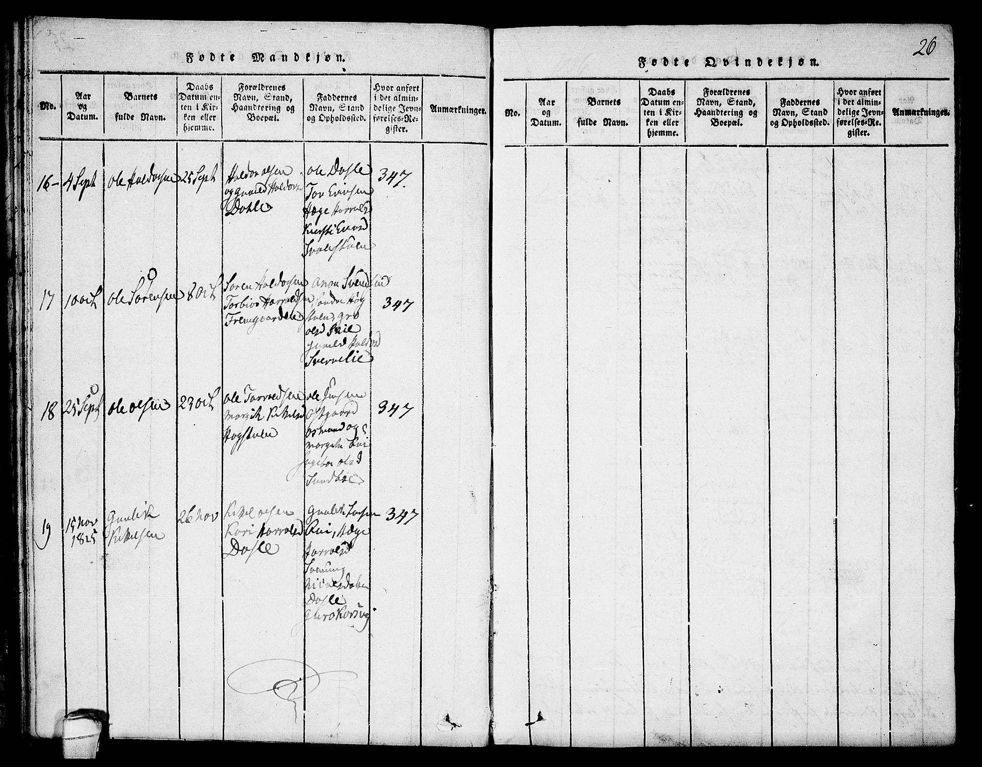 Seljord kirkebøker, SAKO/A-20/F/Fb/L0001: Parish register (official) no. II 1, 1815-1831, p. 26
