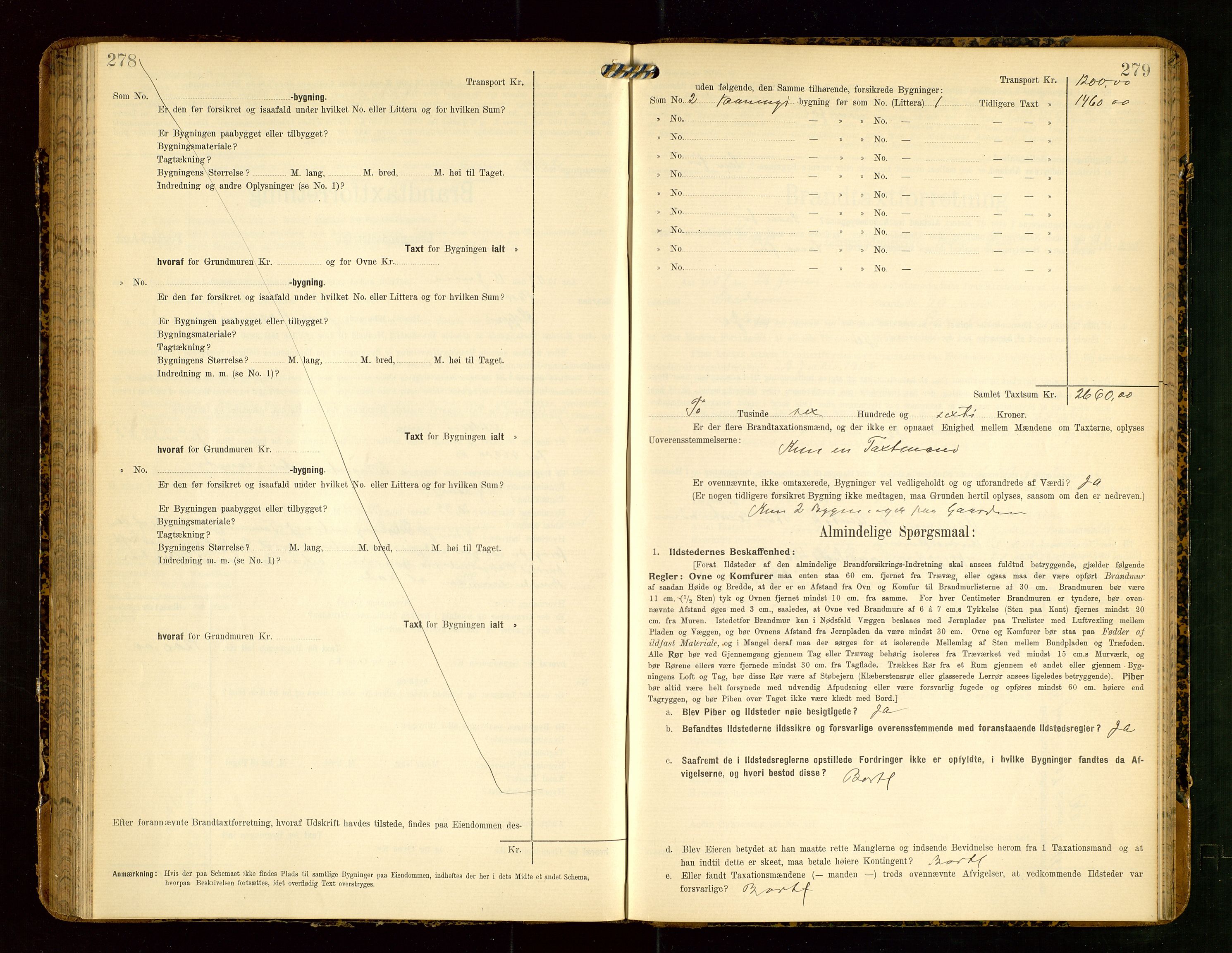 Klepp lensmannskontor, AV/SAST-A-100163/Goc/L0004: "Brandtaxationsprotokol" m/register, 1906-1908, p. 278-279