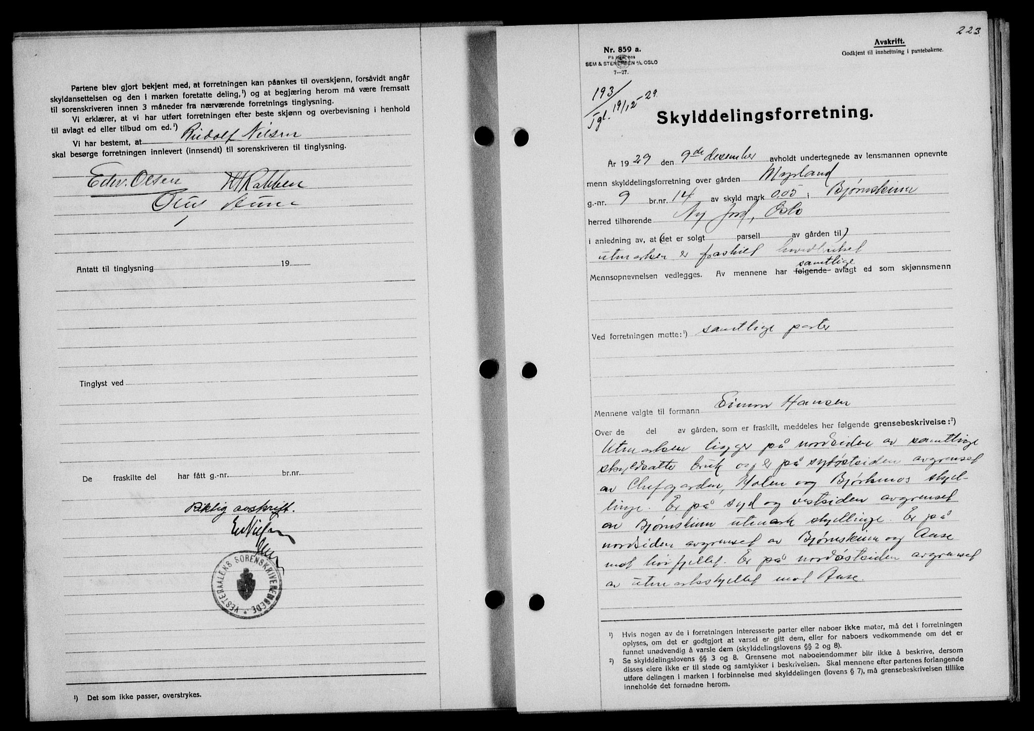 Vesterålen sorenskriveri, SAT/A-4180/1/2/2Ca/L0050: Mortgage book no. 43, 1929-1930, Deed date: 19.12.1929