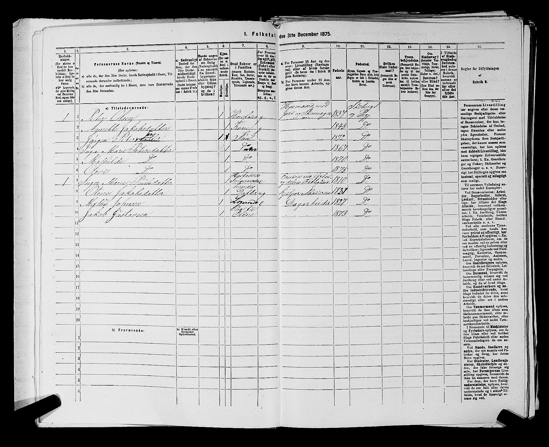 RA, 1875 census for 0115P Skjeberg, 1875, p. 854