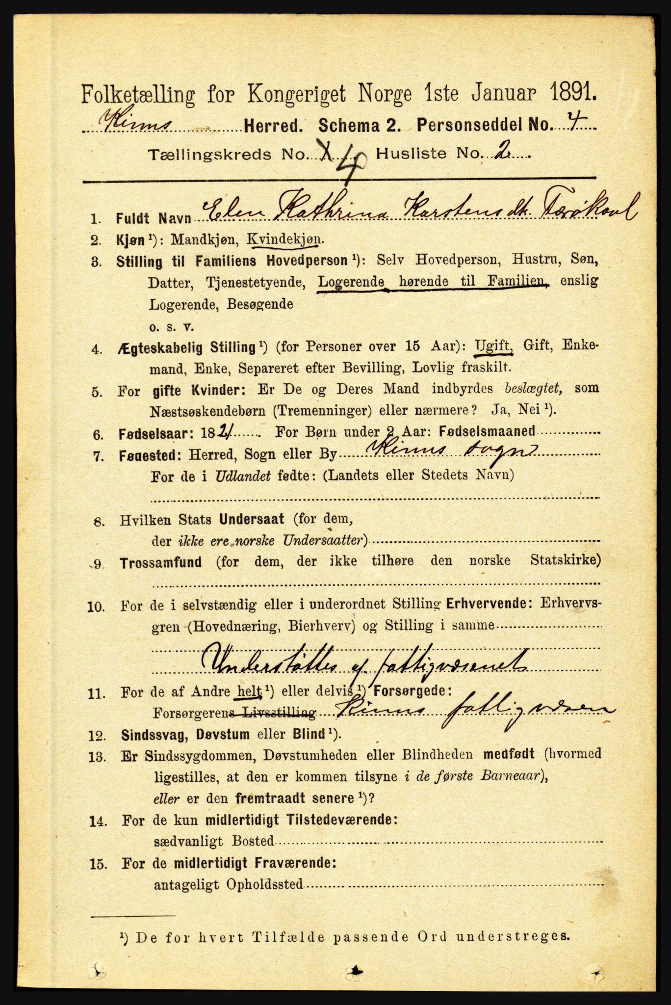 RA, 1891 census for 1437 Kinn, 1891, p. 1335