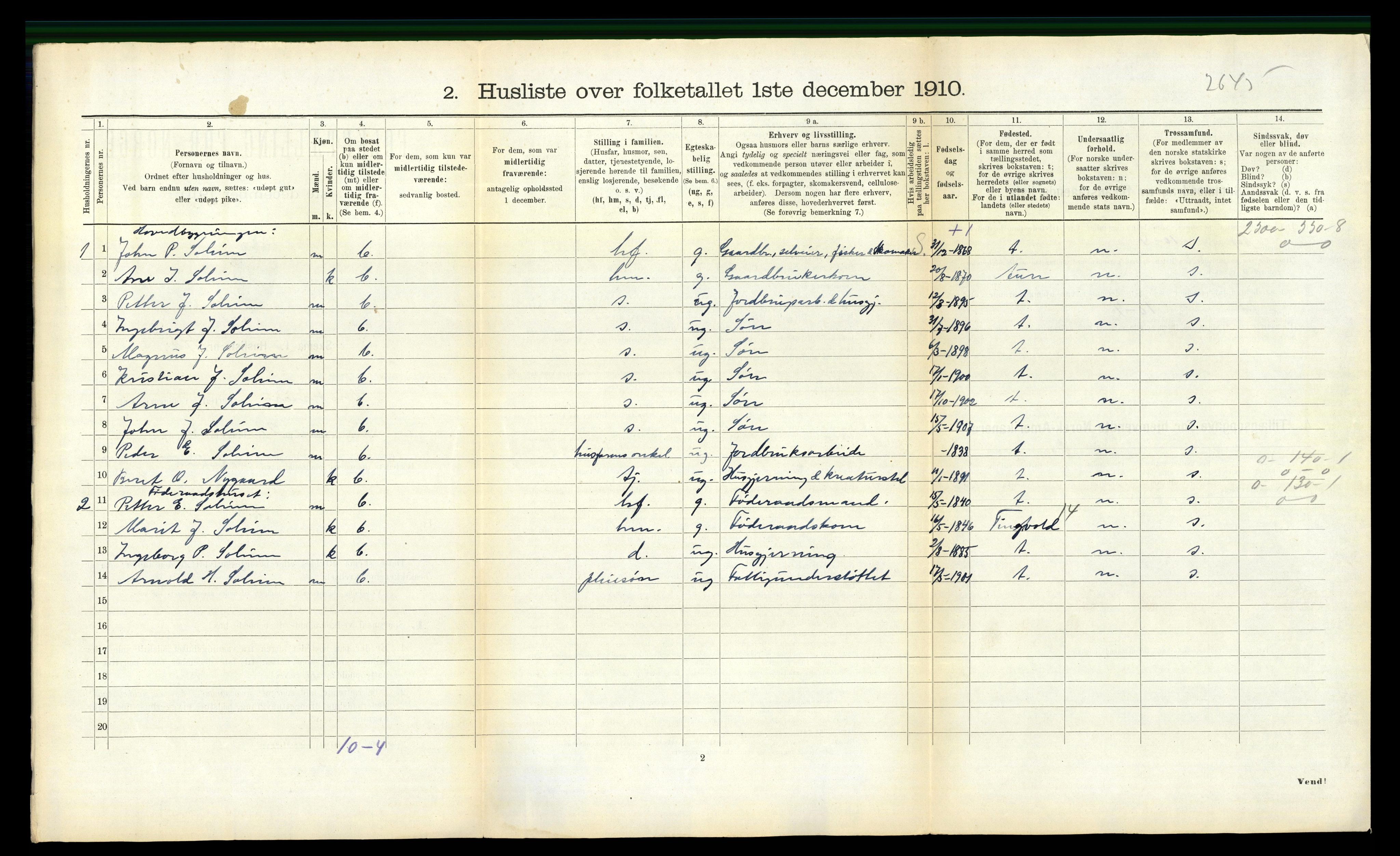 RA, 1910 census for Tustna, 1910, p. 507