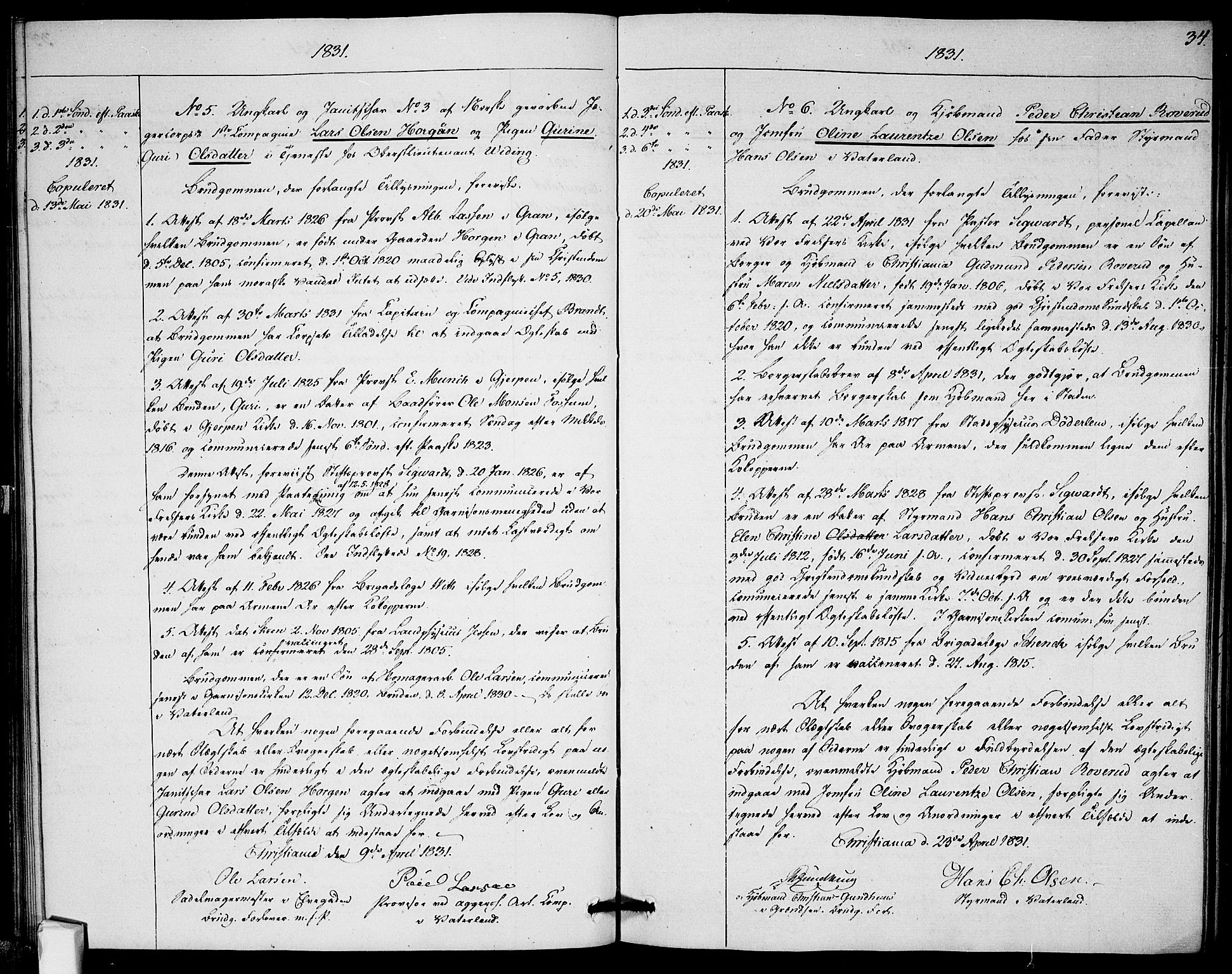 Garnisonsmenigheten Kirkebøker, AV/SAO-A-10846/H/Ha/L0002: Banns register no. I 2, 1829-1835, p. 34